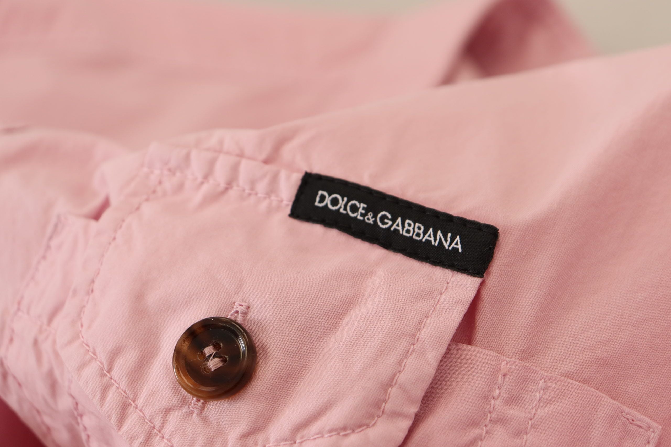 Κομψό ροζ casual βαμβακερό πουκάμισο Dolce &amp; Gabbana