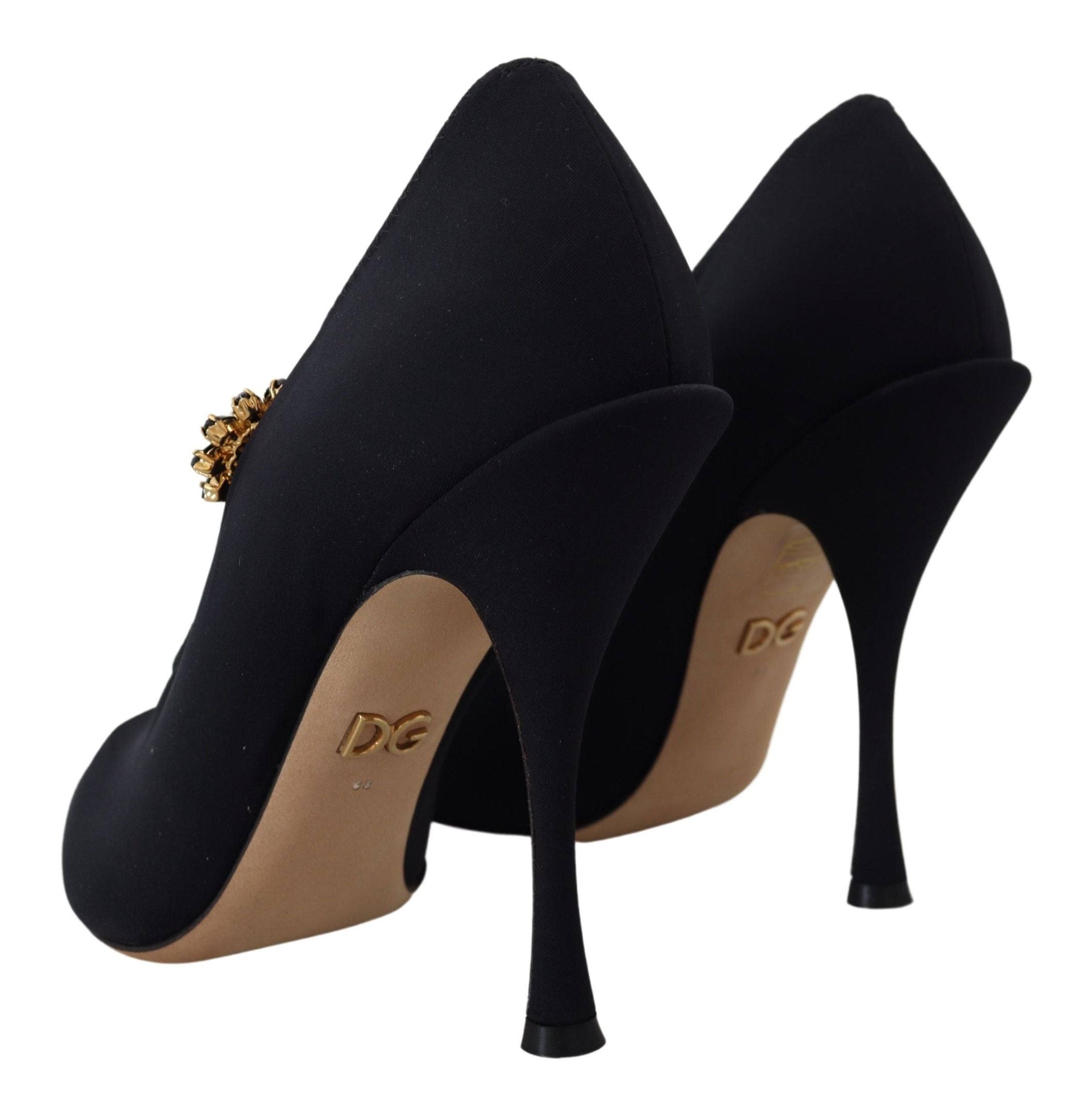 Dolce &amp; Gabbana Chic Black Mary Jane Sock Pumps με κρύσταλλα