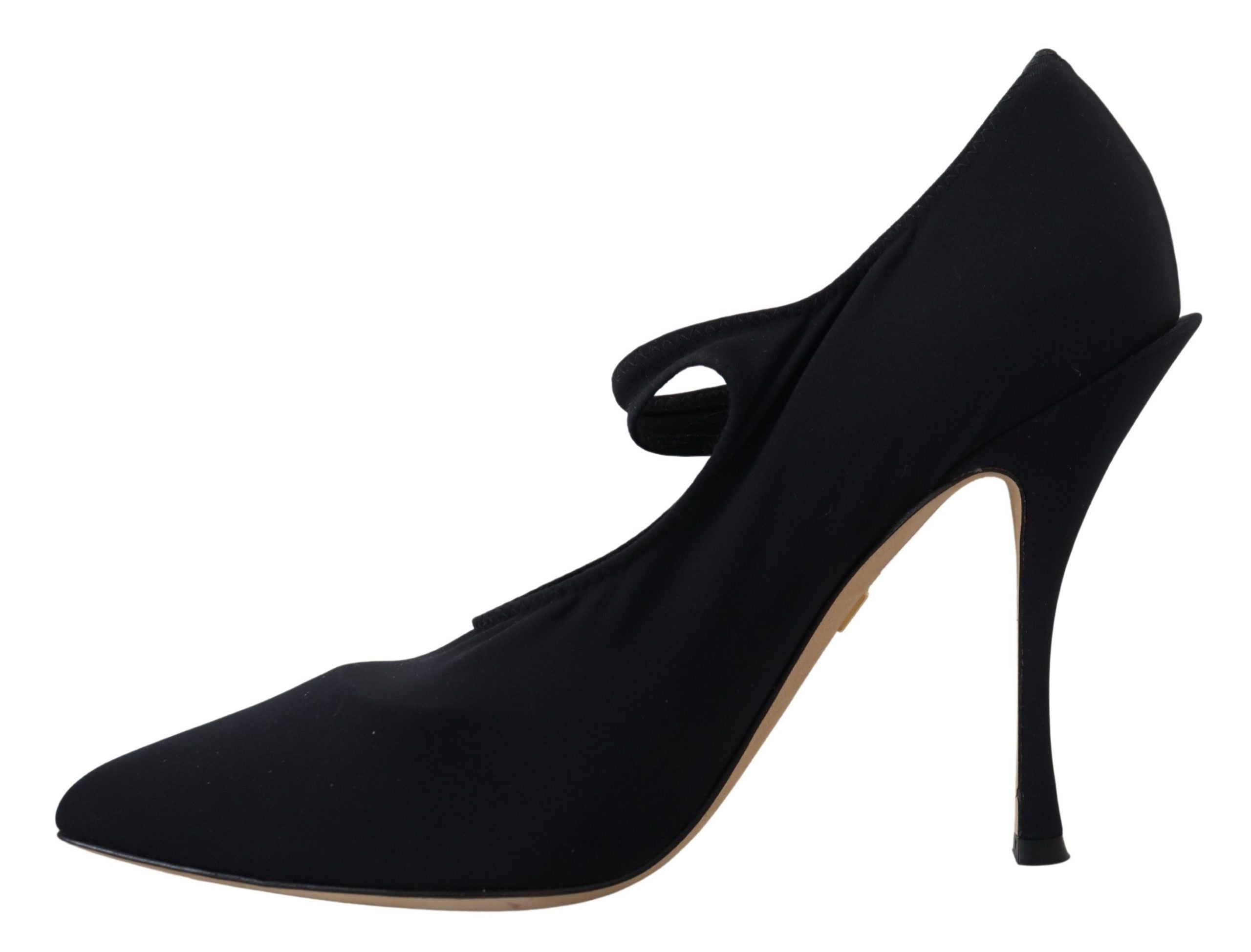 Dolce &amp; Gabbana Chic Black Mary Jane Sock Pumps με κρύσταλλα