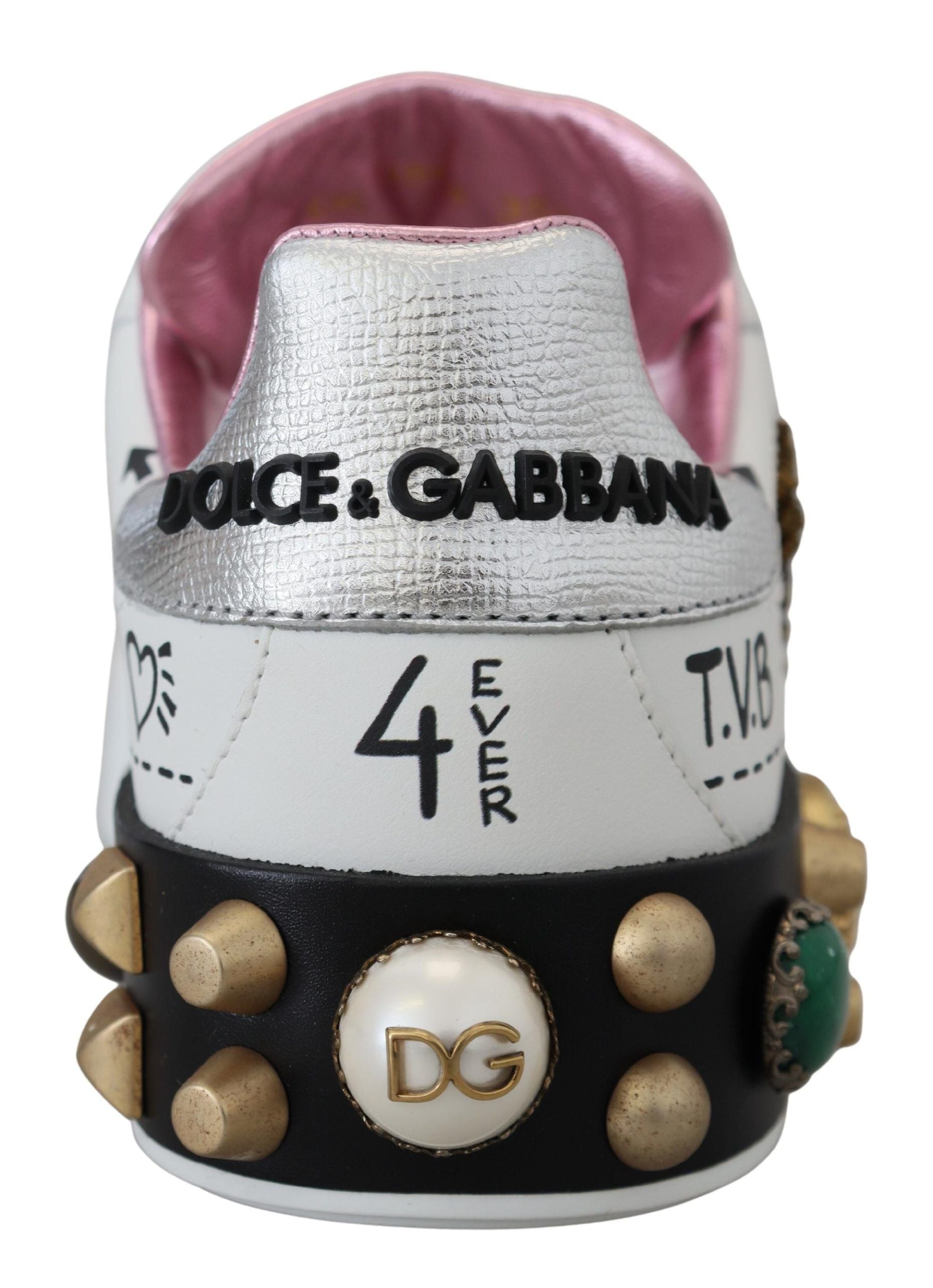 Κομψά δερμάτινα πάνινα παπούτσια Dolce &amp; Gabbana Queen Crown