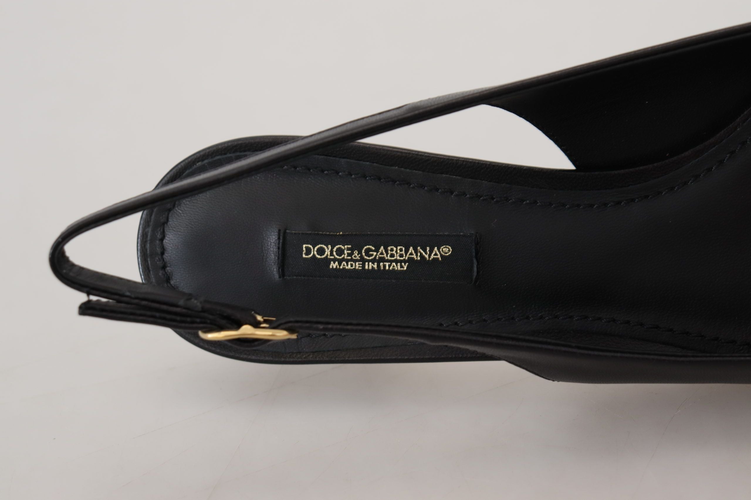 Dolce &amp; Gabbana Κομψές Μαύρες Δερμάτινες Αντλίες Slingback