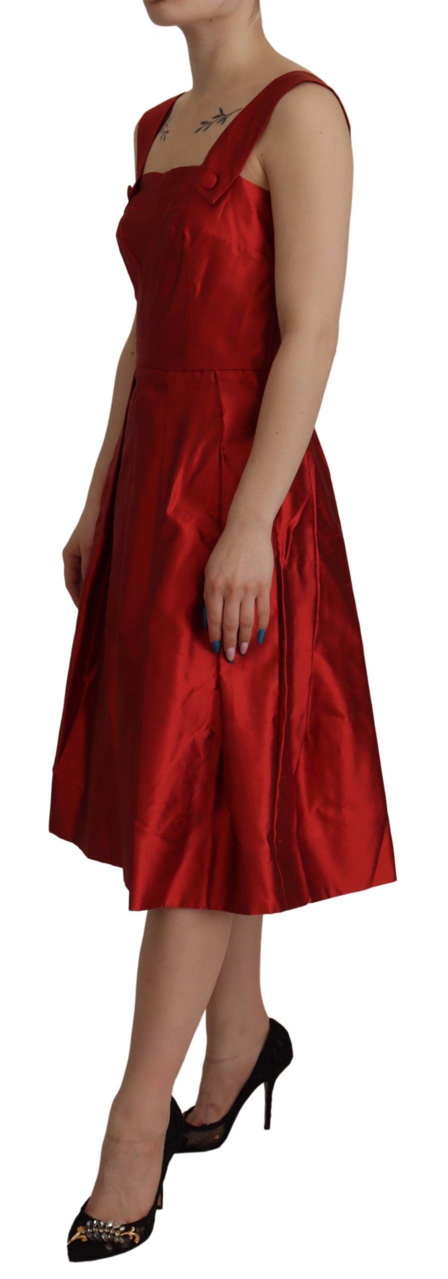 Φόρεμα Dolce &amp; Gabbana Radiant Red Silk A-Line Midi