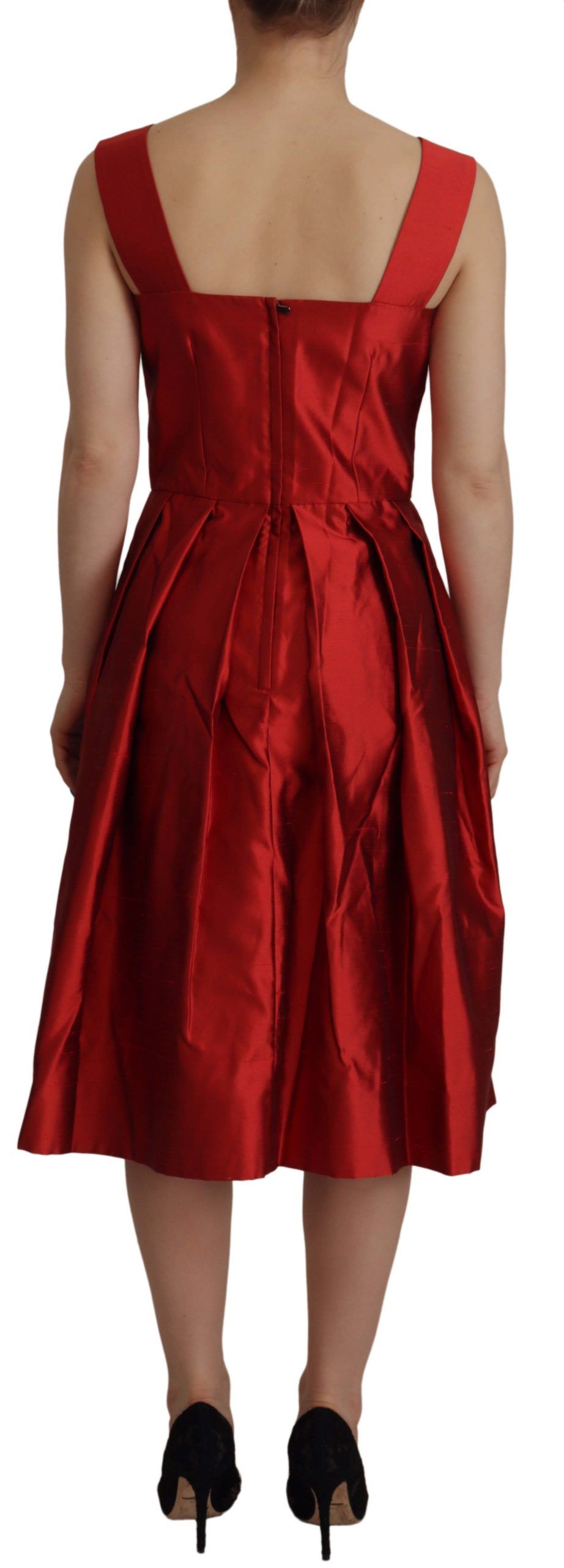 Φόρεμα Dolce &amp; Gabbana Radiant Red Silk A-Line Midi