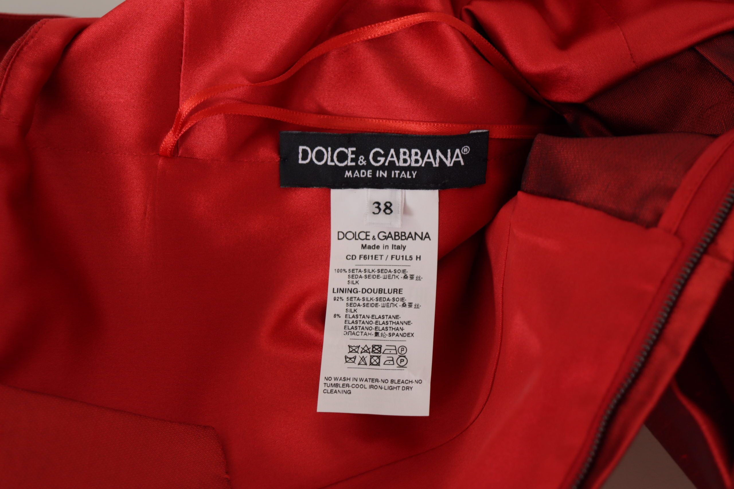 Φόρεμα Dolce &amp; Gabbana Radiant Red Silk A-Line Midi