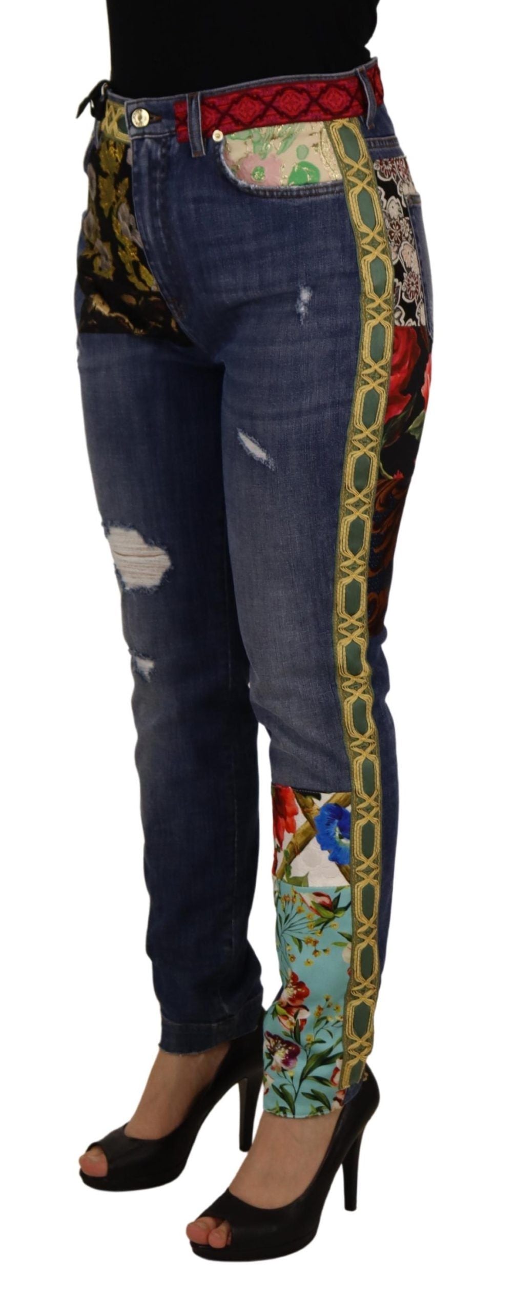 Dolce &amp; Gabbana High Waist Patchwork Skinny Denim