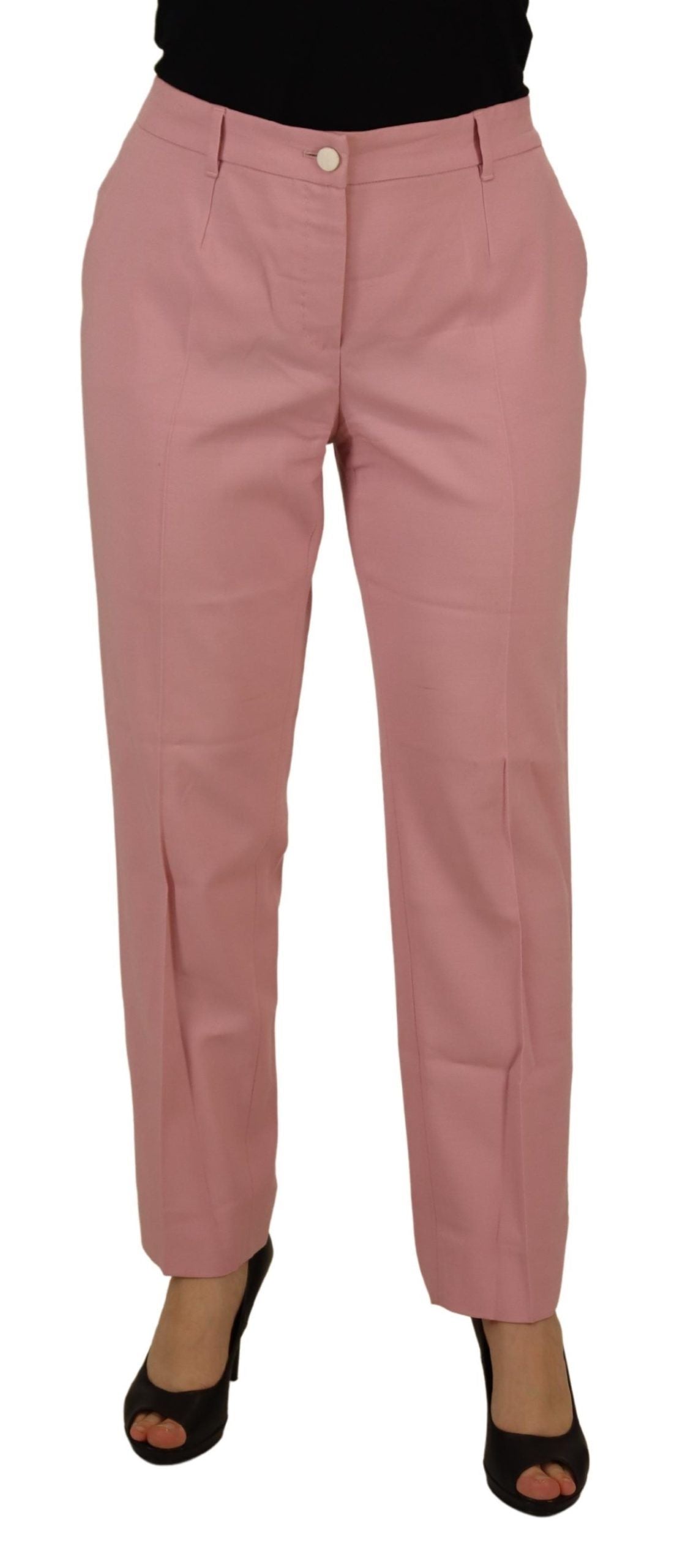 Dolce &amp; Gabbana Chic Midwaist Virgin Wool Pink Παντελόνι