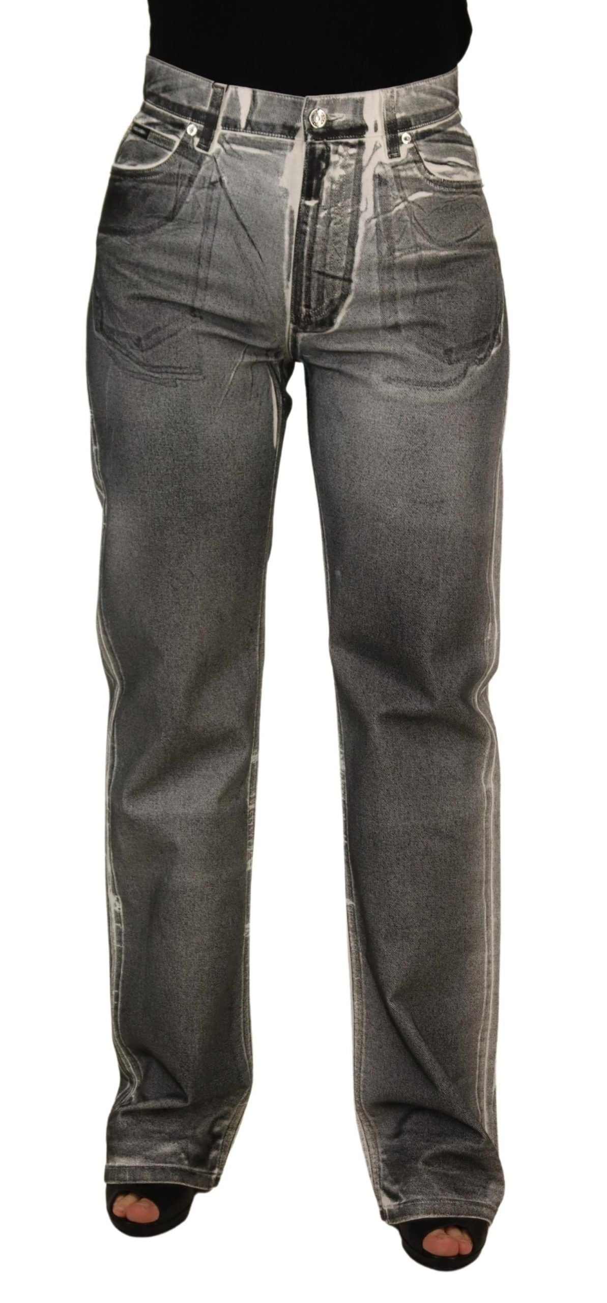 Dolce &amp; Gabbana High Waist Grey Denim Elegance