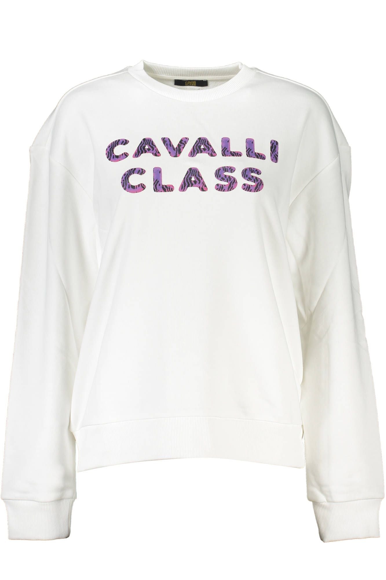 Cavalli Class Chic Λευκό εμπριμέ πουλόβερ με άνετο βουρτσισμένο εσωτερικό