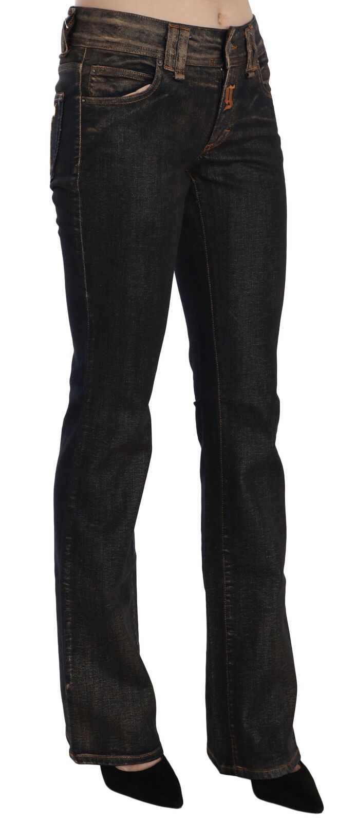 John Galliano Chic Flared Mid Waist Black Denim