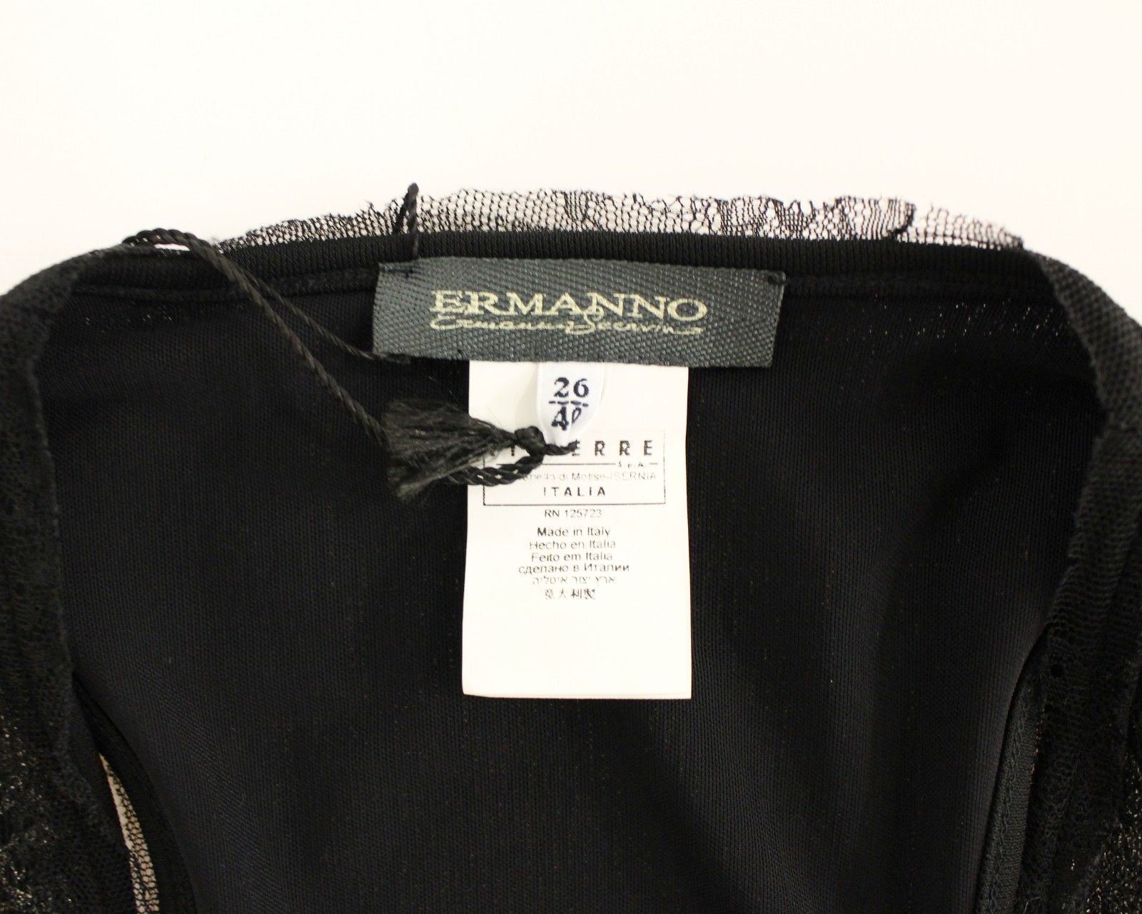 Μίνι φόρεμα Ermanno Scervino Μαύρο Nylon Lace Detail