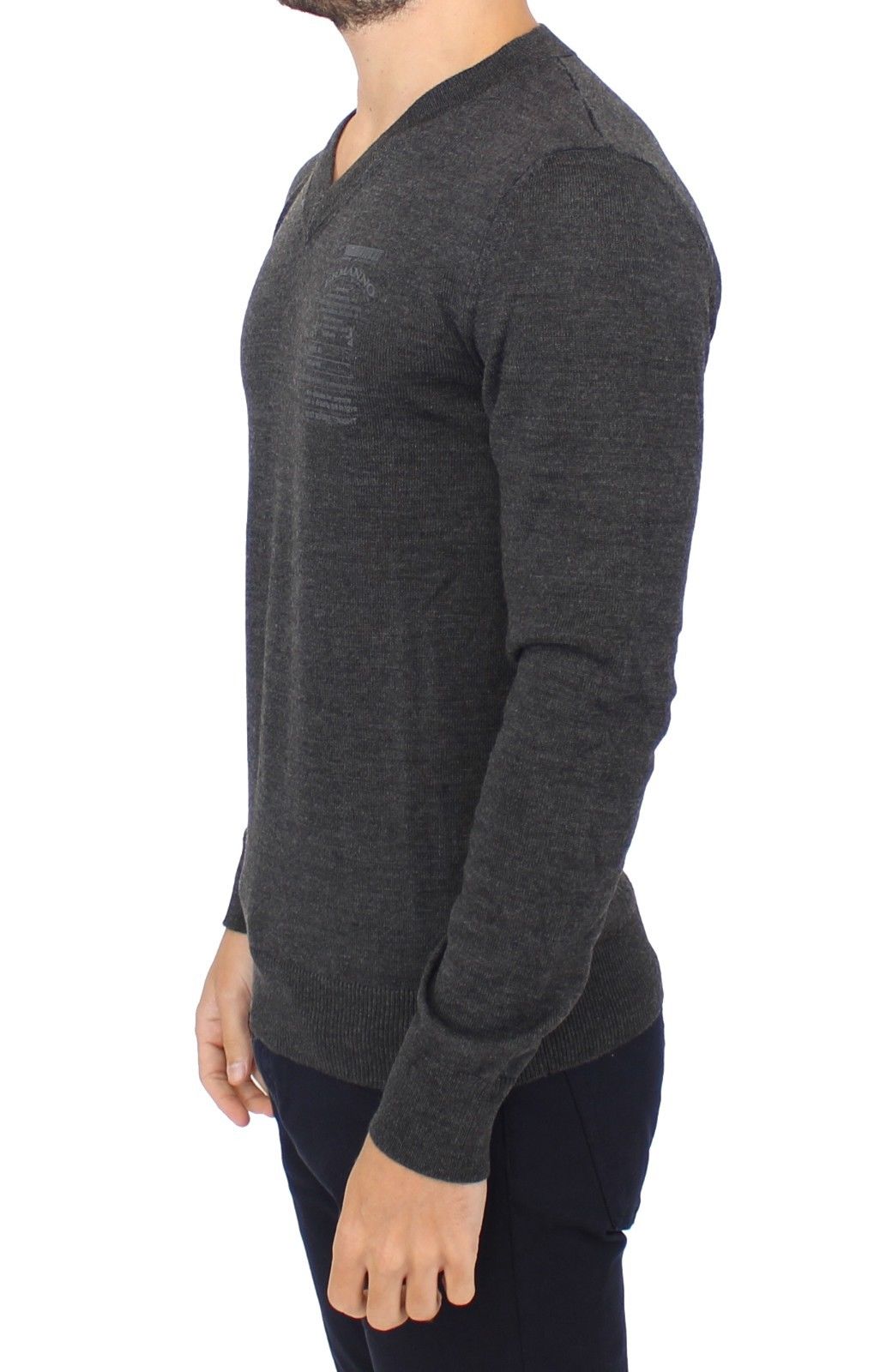 Πουλόβερ πουλόβερ Ermanno Scervino Chic Grey V-Neck Wool Blend