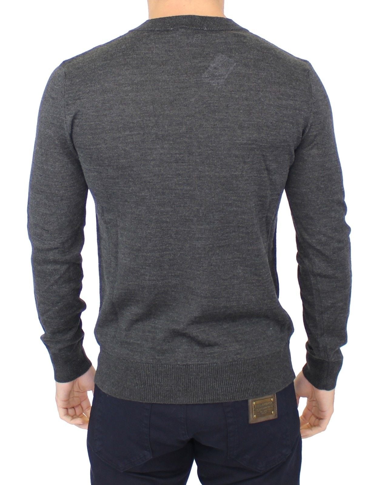 Πουλόβερ πουλόβερ Ermanno Scervino Chic Grey V-Neck Wool Blend