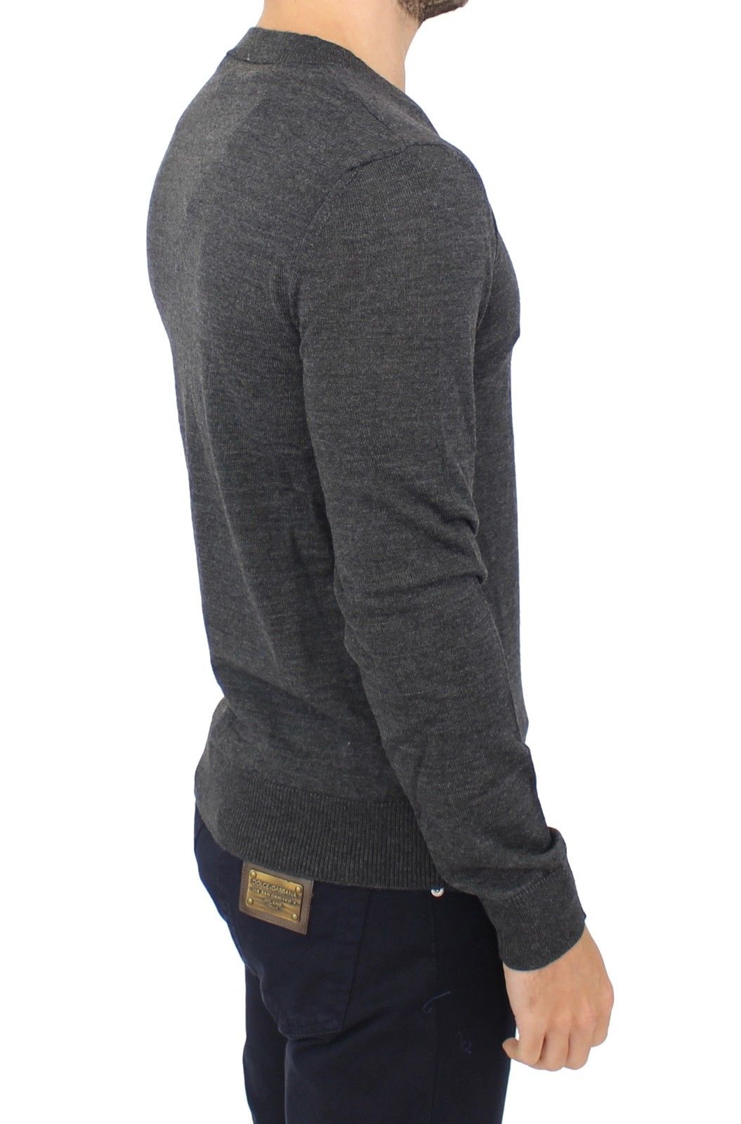 Πουλόβερ πουλόβερ Ermanno Scervino Chic Grey V-Neck Wool Blend