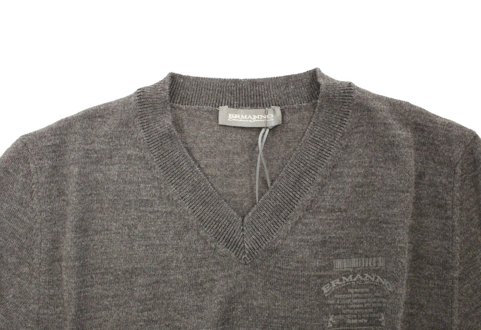 Πουλόβερ πουλόβερ Ermanno Scervino Chic Grey V-Neck Wool Blend