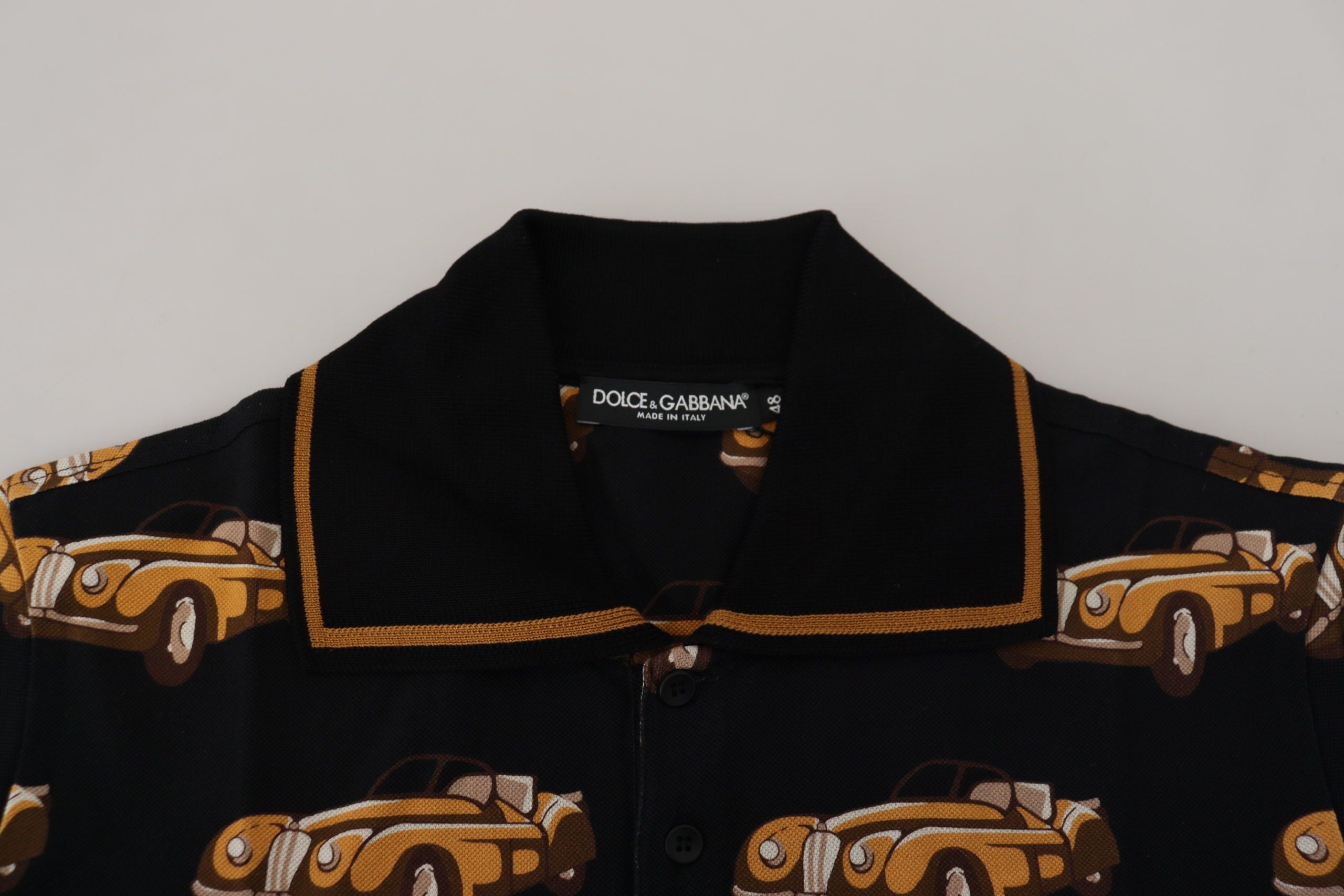 Dolce & Gabbana Elegant Car Print Polo T-Shirt in Black