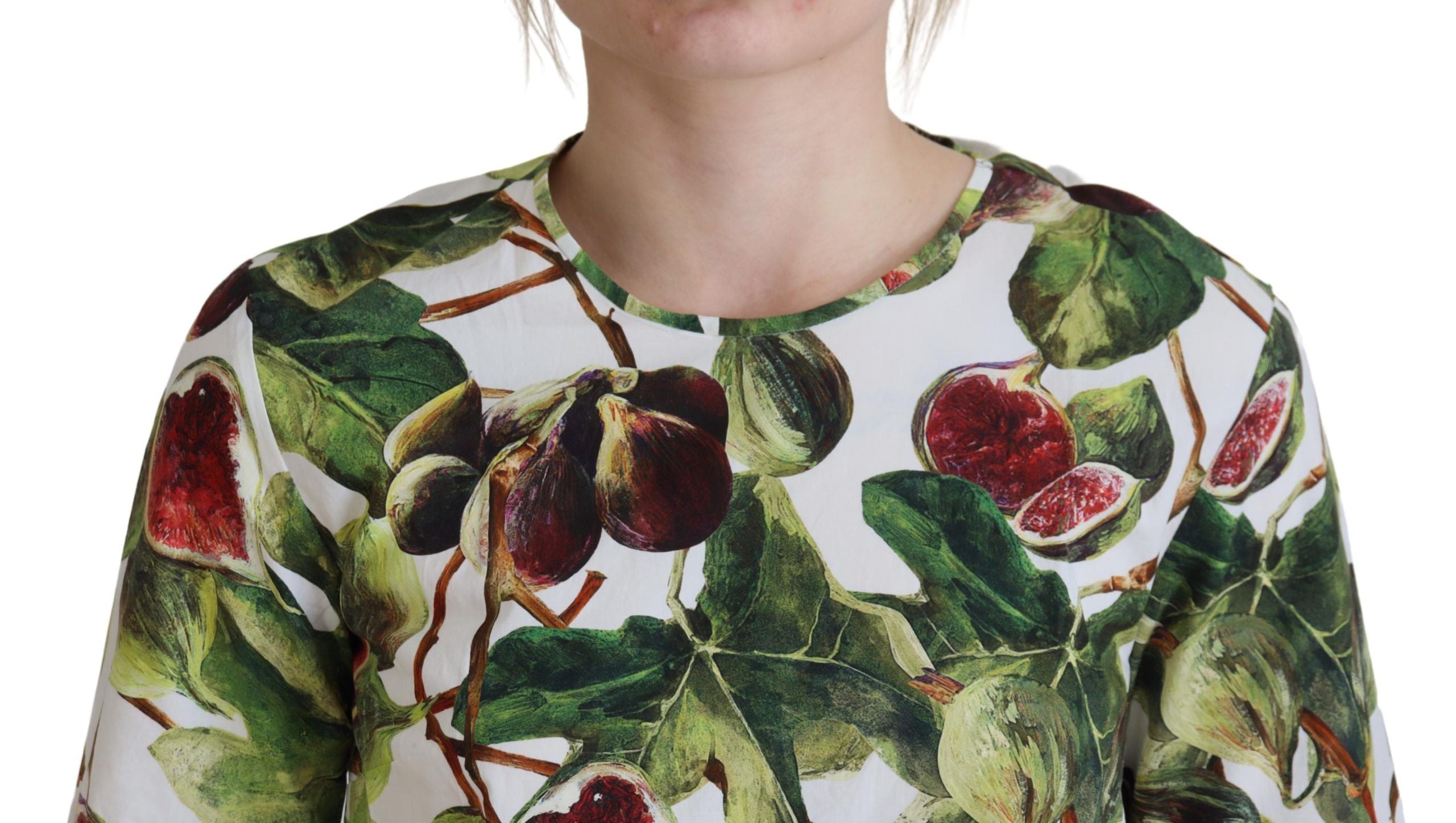 Dolce & Gabbana Chic Multicolor Fig Print Cotton Top