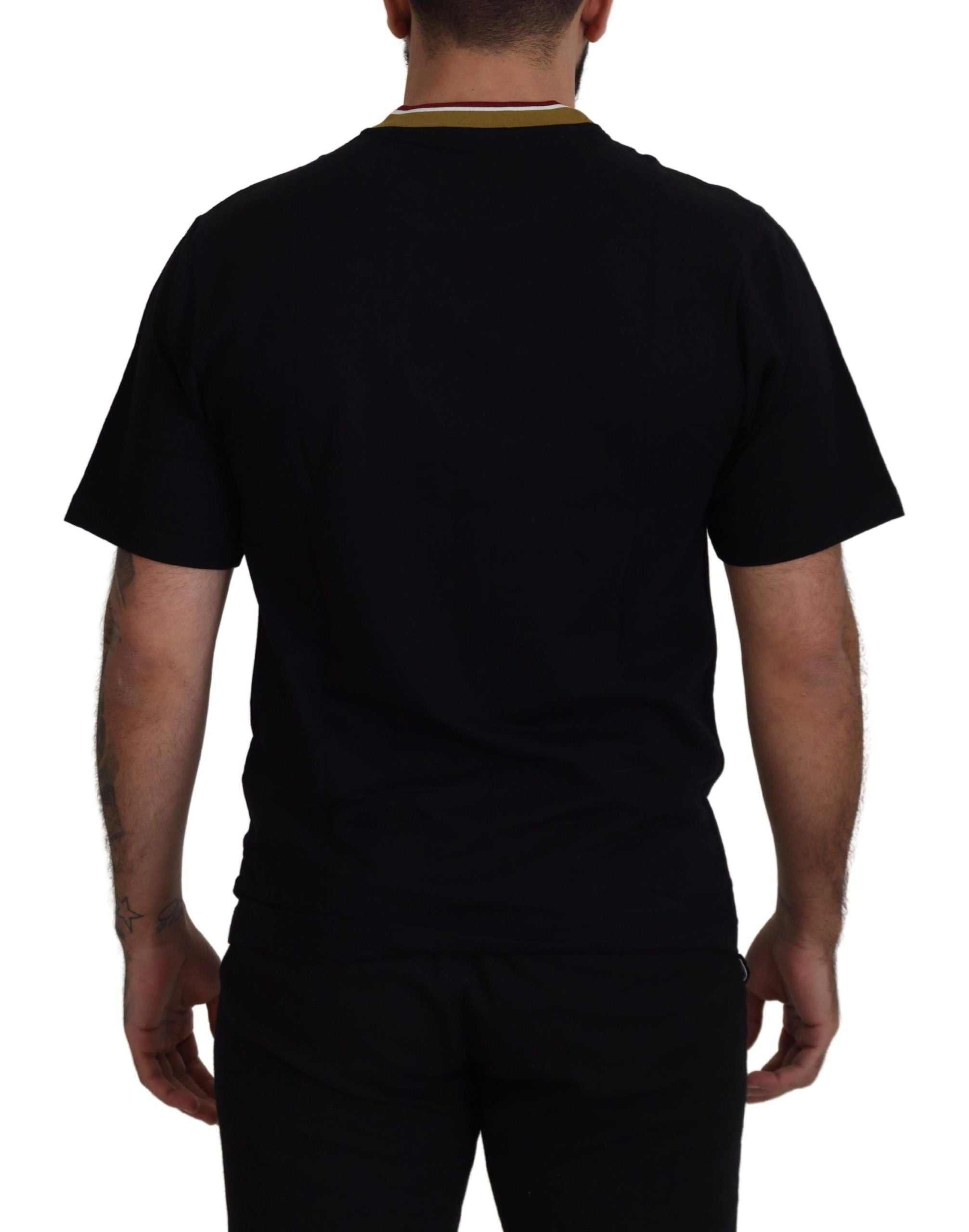 Dolce &amp; Gabbana Iconic Black Cotton Crew Neck Tee