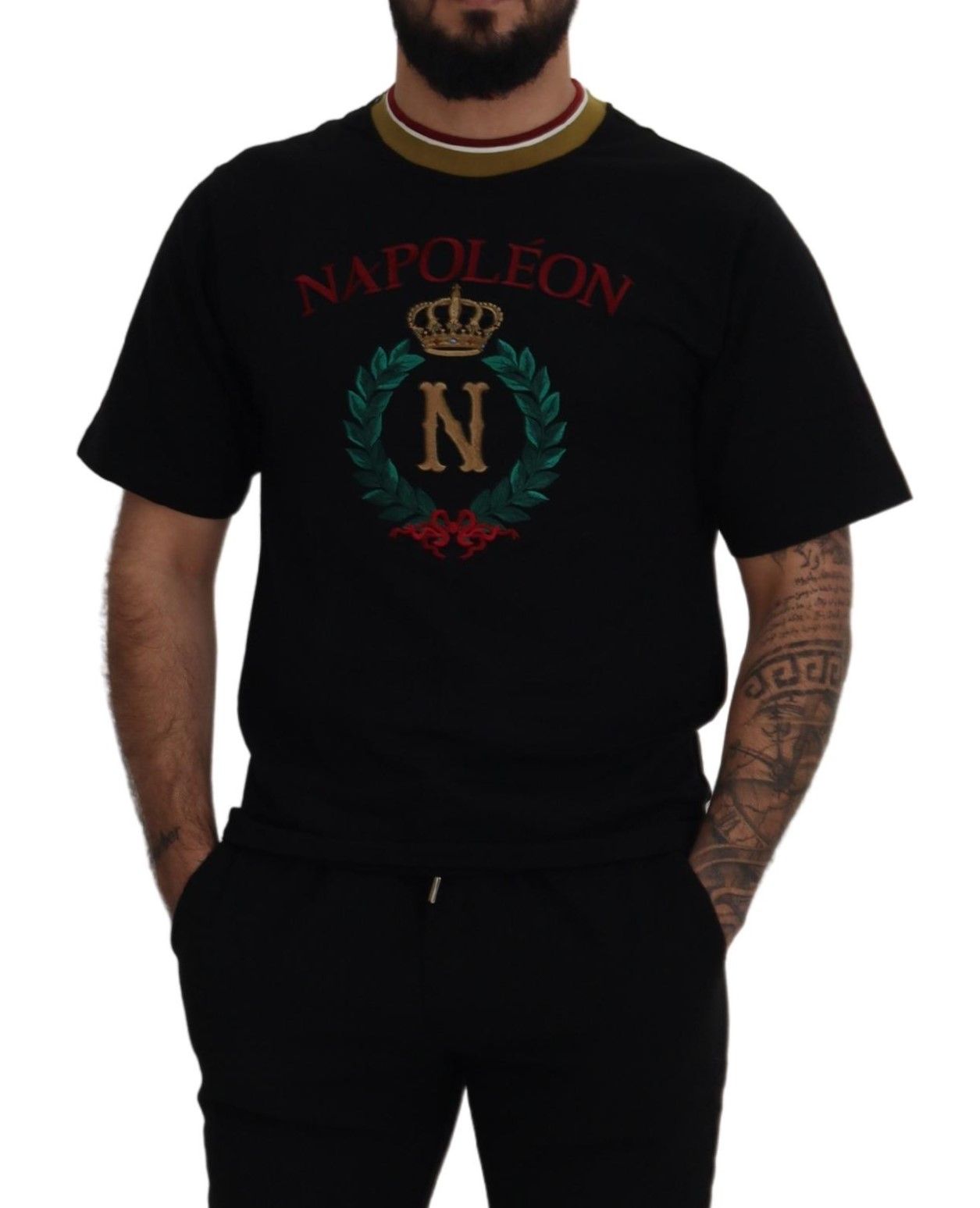 Dolce &amp; Gabbana Iconic Black Cotton Crew Neck Tee