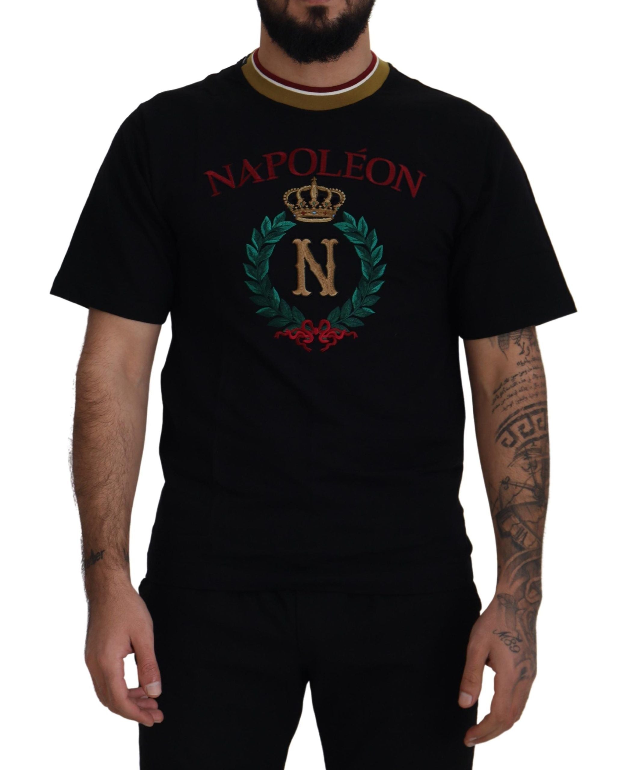 Dolce &amp; Gabbana Iconic Black Cotton Crew Neck Tee