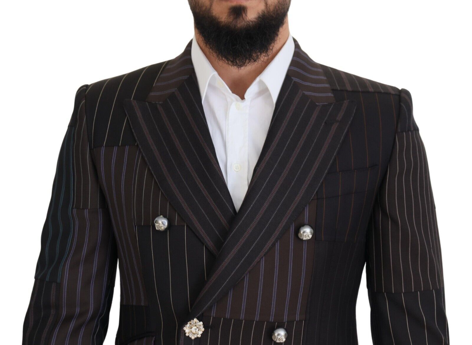 Dolce &amp; Gabbana Multicolor Wool Silk Blend Slim Fit Blazer