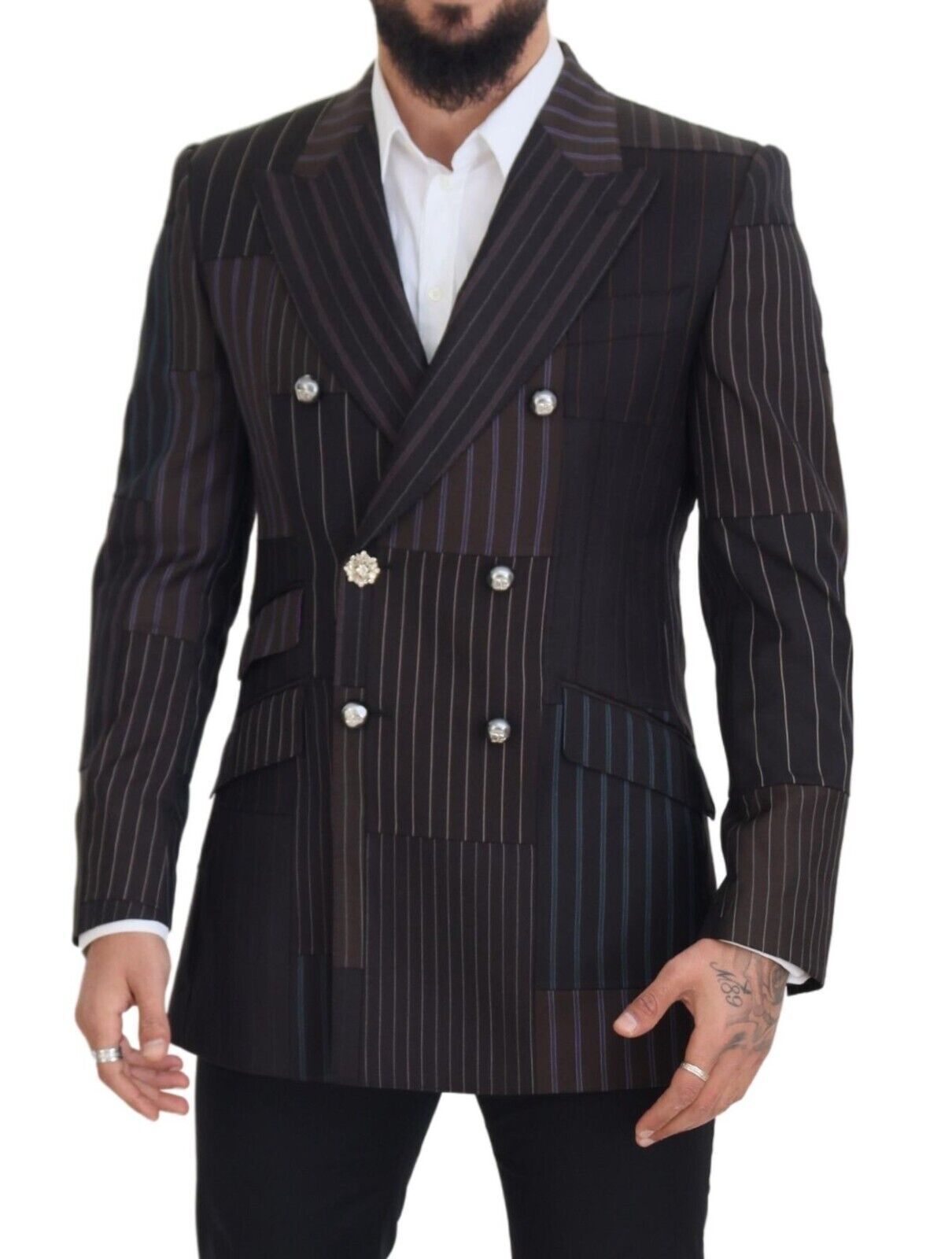 Dolce &amp; Gabbana Multicolor Wool Silk Blend Slim Fit Blazer