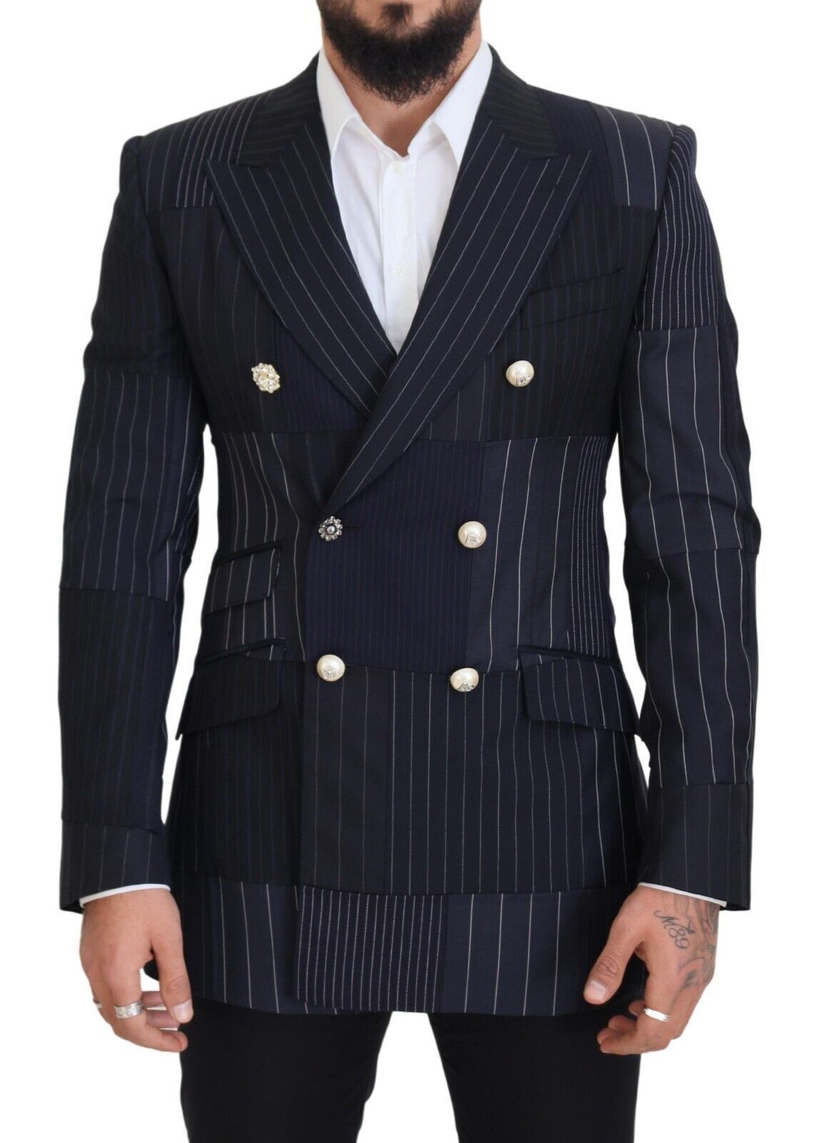 Dolce &amp; Gabbana Elegant Navy Slim-Fit Double Breasted Blazer