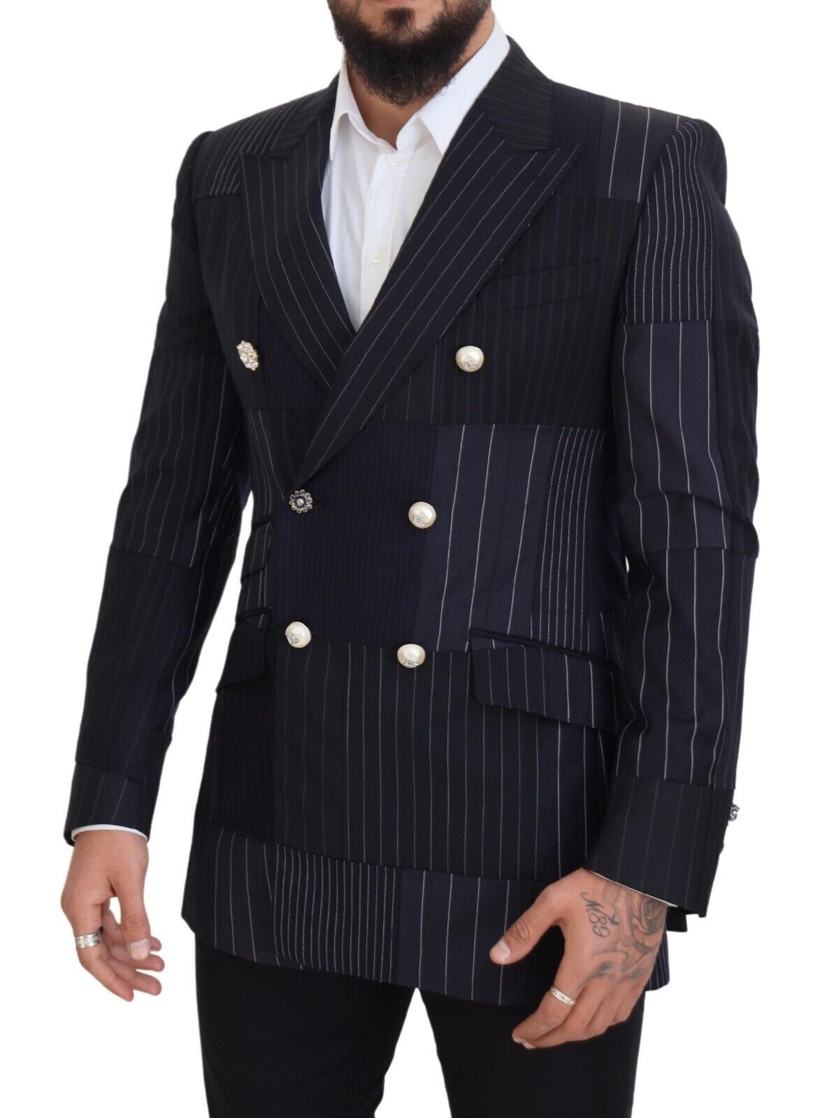 Dolce &amp; Gabbana Elegant Navy Slim-Fit Double Breasted Blazer