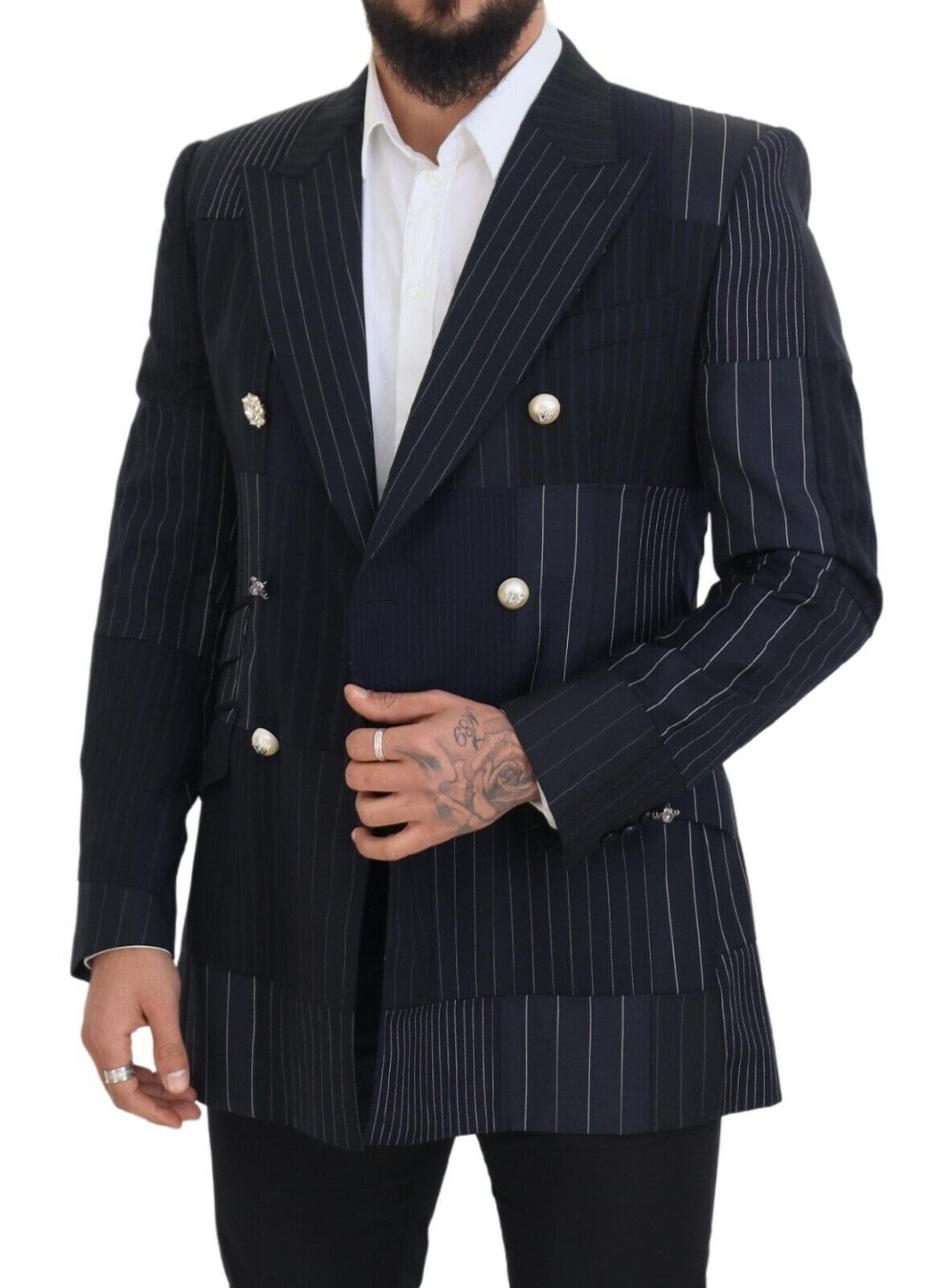 Dolce &amp; Gabbana Elegant Navy Slim-Fit Double Breasted Blazer