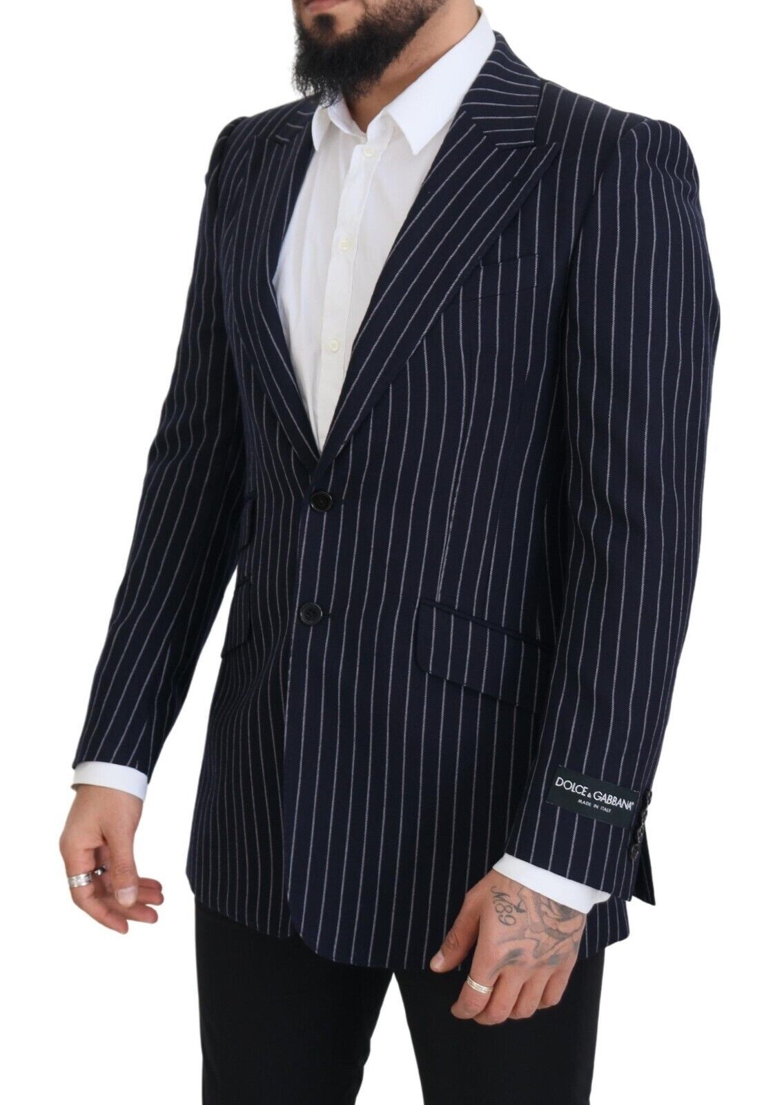 Dolce &amp; Gabbana Elegant Navy Slim Fit Wool Blazer