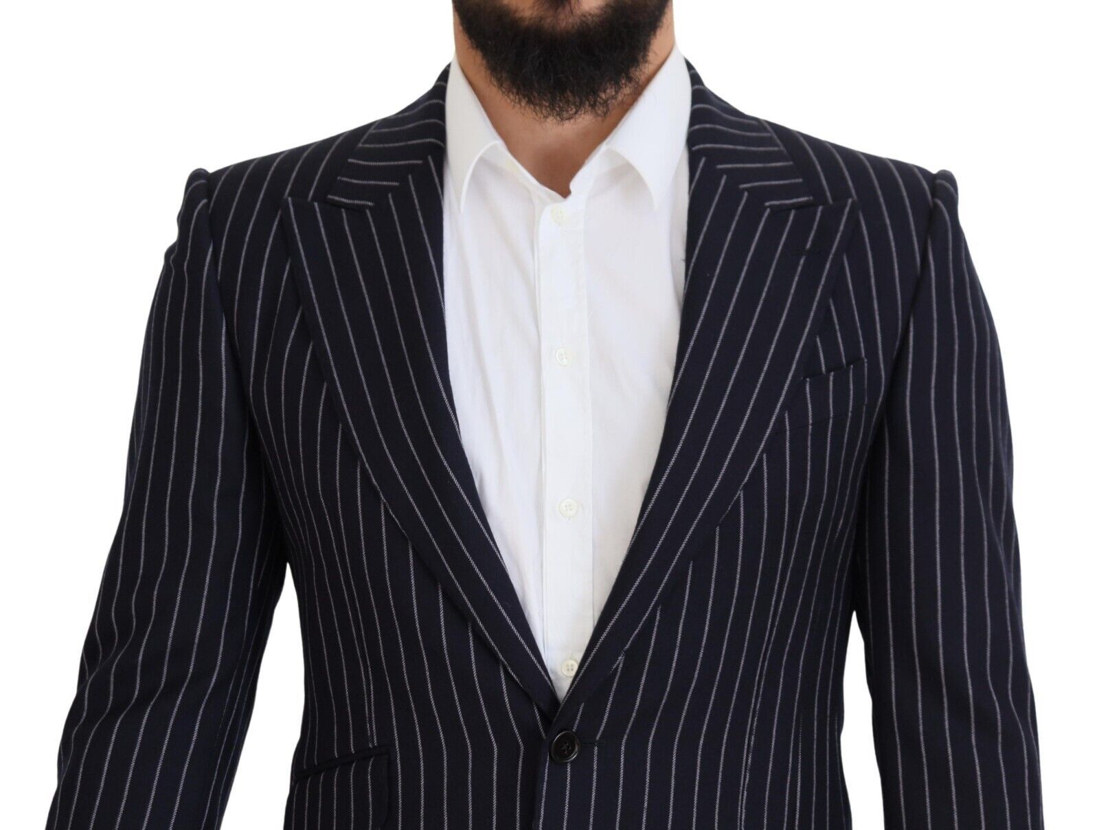 Dolce &amp; Gabbana Elegant Navy Slim Fit Wool Blazer