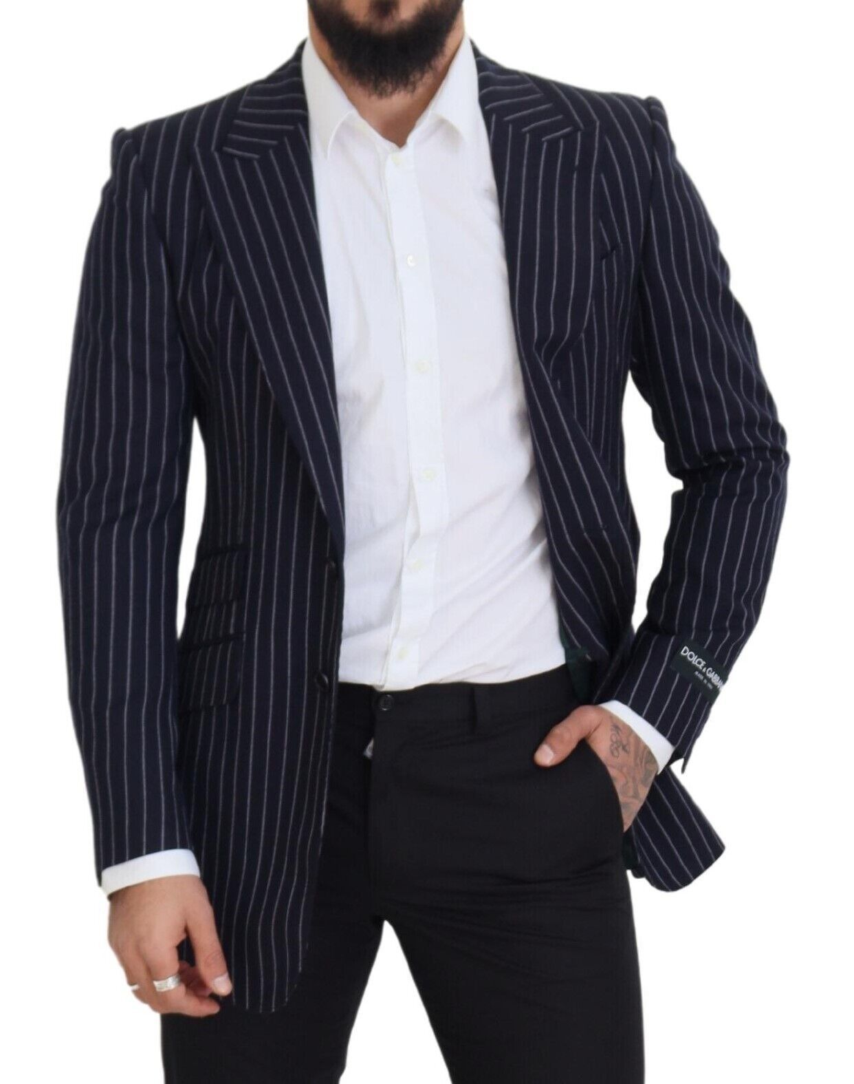 Dolce &amp; Gabbana Elegant Navy Slim Fit Wool Blazer