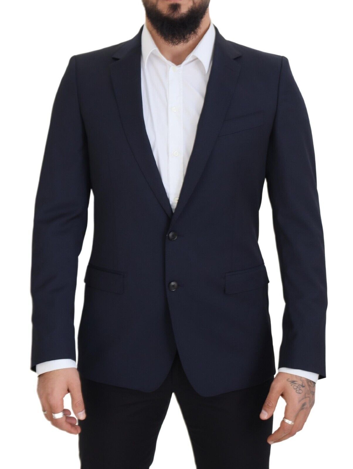 Dolce &amp; Gabbana Κομψό Σκούρο Μπλε Slim Fit Wool Blazer