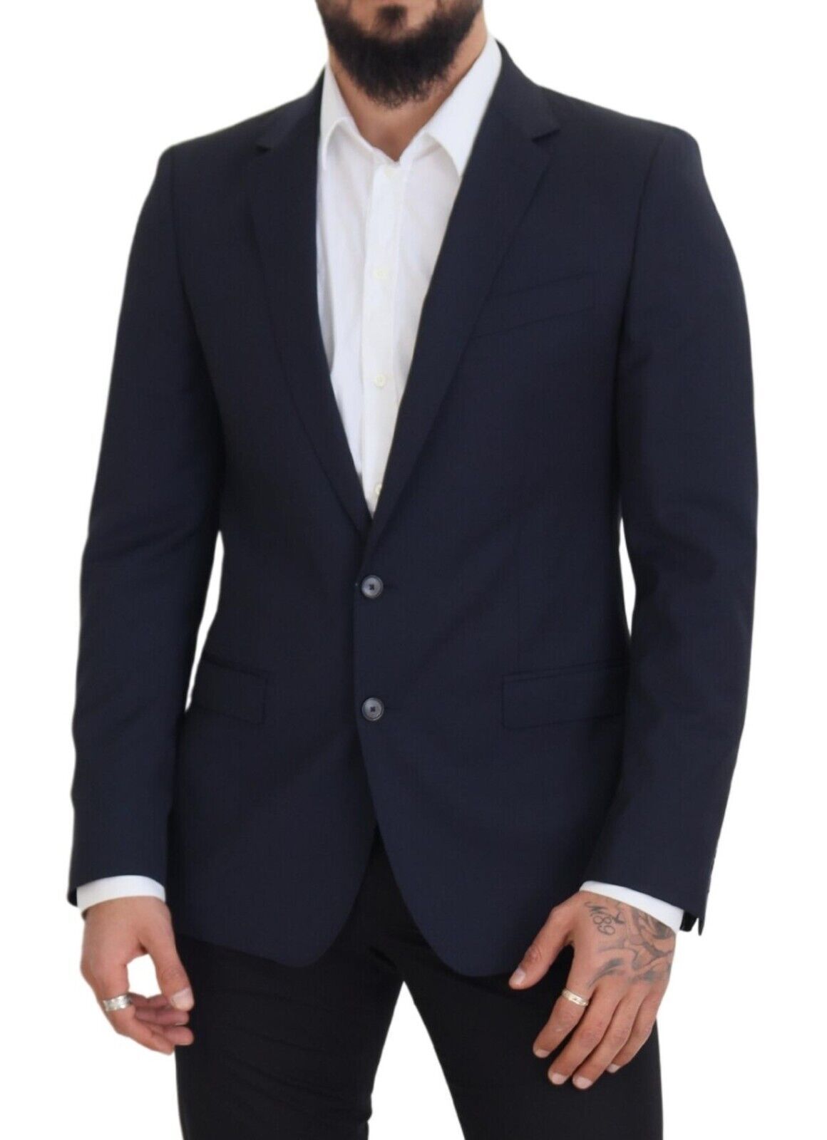 Dolce &amp; Gabbana Κομψό Σκούρο Μπλε Slim Fit Wool Blazer