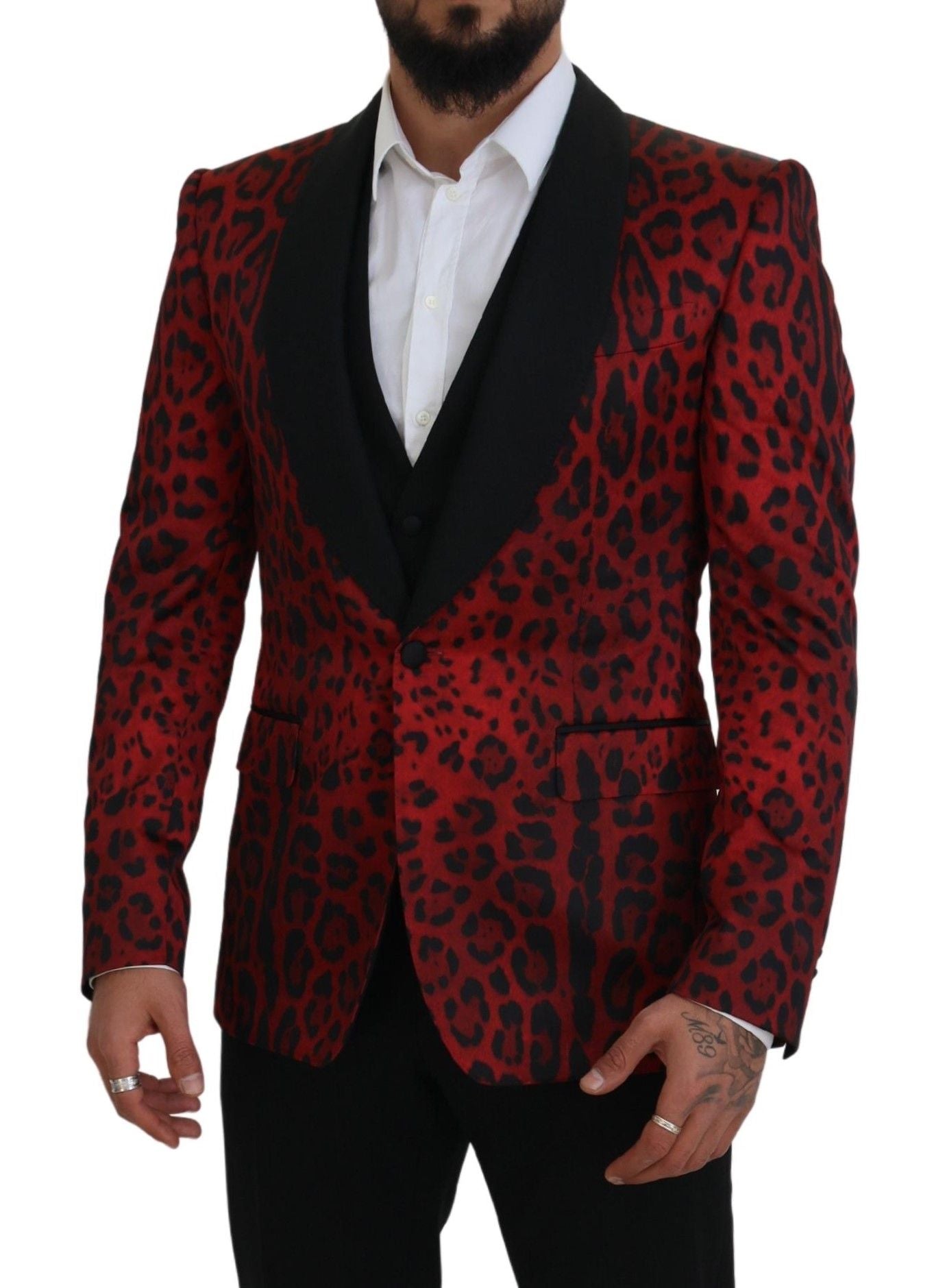 Στολή τριών κομματιών Dolce &amp; Gabbana Radiant Red Leopard Print