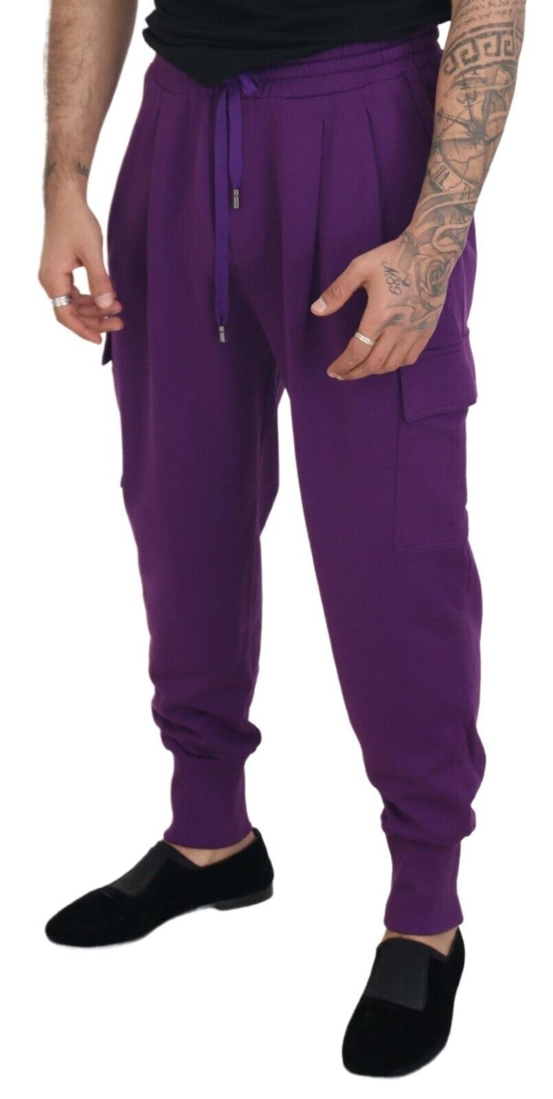 Dolce &amp; Gabbana Elegant Purple Cotton Cargo Sweatpants