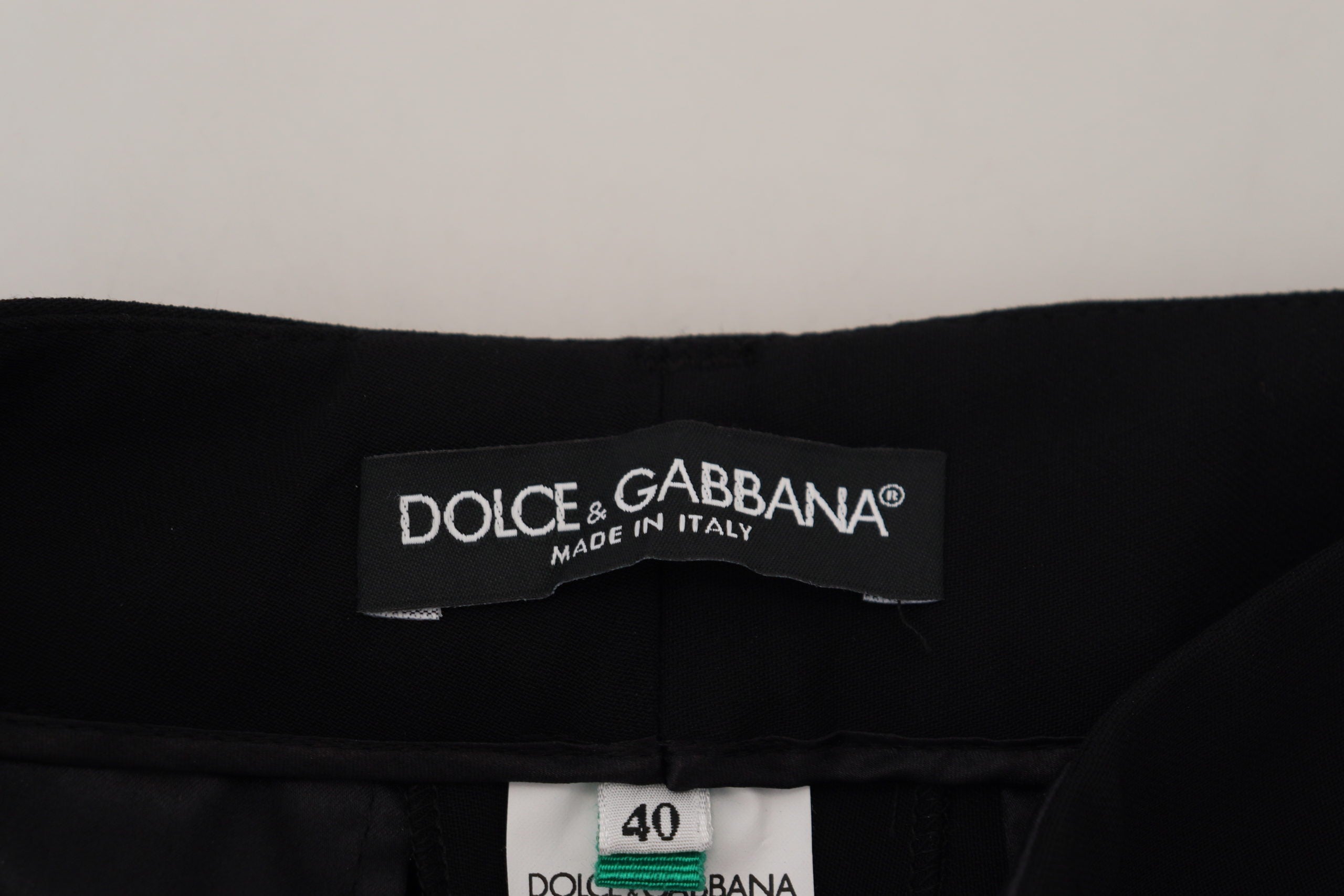 Κομψό μαύρο παντελόνι από μαλλί-μετάξι Dolce &amp; Gabbana