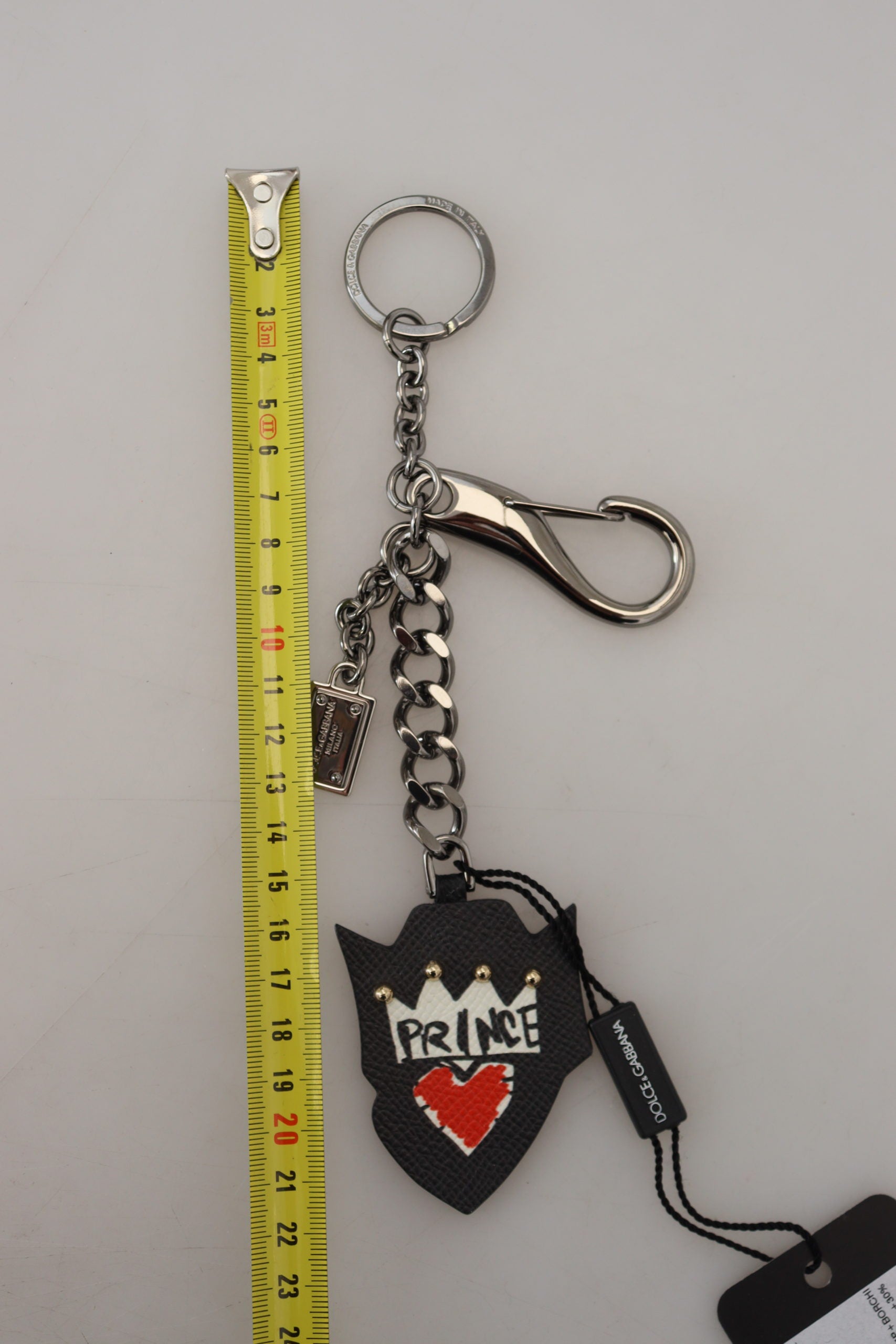 Dolce & Gabbana Elegant Silver and Black Designer Keychain