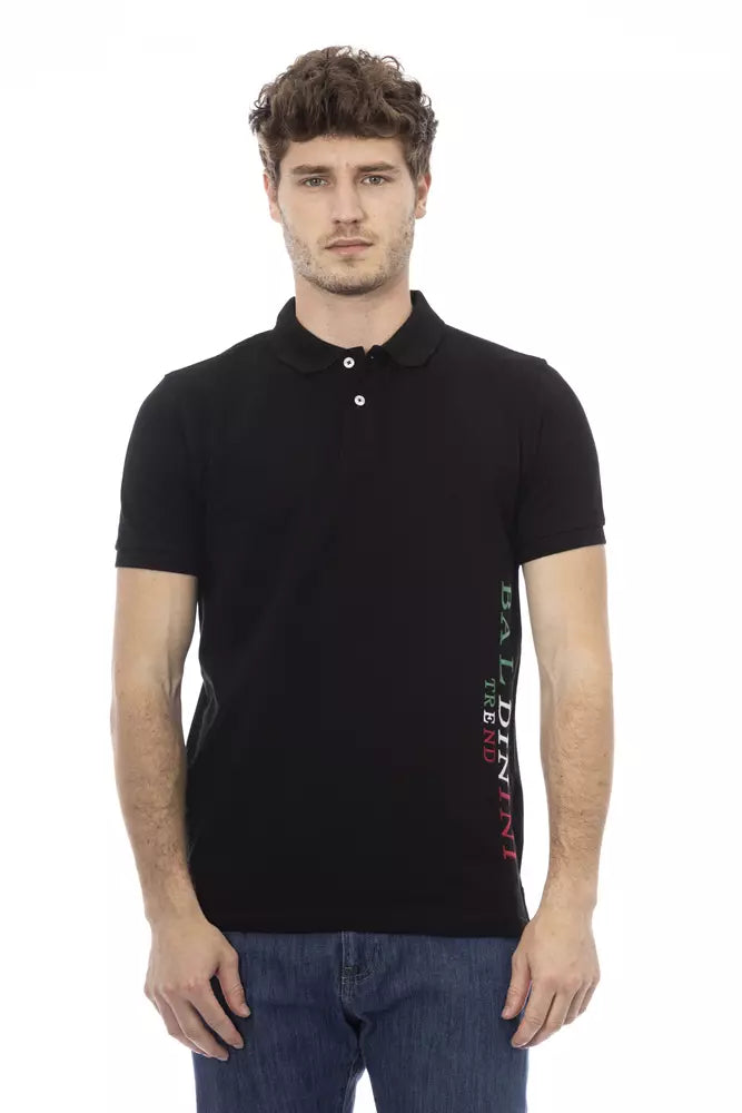 Baldinini Trend Classic Black Cotton Polo με Κομψό Κέντημα