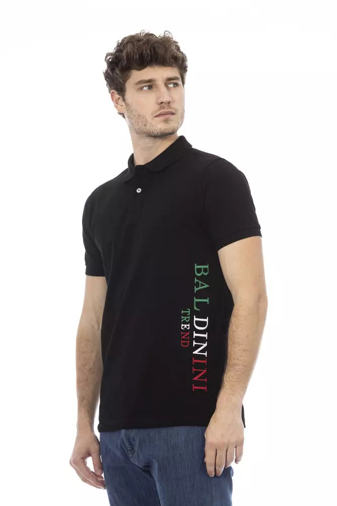 Baldinini Trend Classic Black Cotton Polo με Κομψό Κέντημα