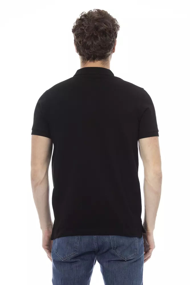 Baldinini Trend Classic Black Cotton Polo με Κομψό Κέντημα