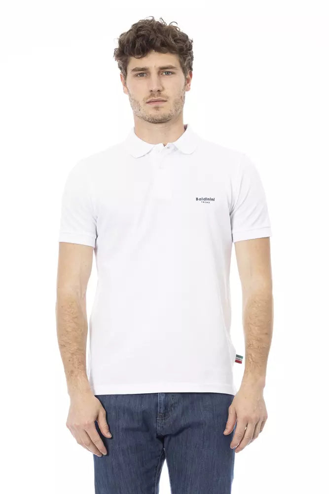 Baldinini Trend Chic White Cotton Polo με κομψό κέντημα