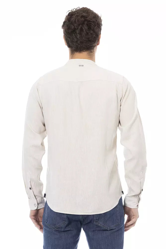 Baldinini Trend White Linen Men Shirt