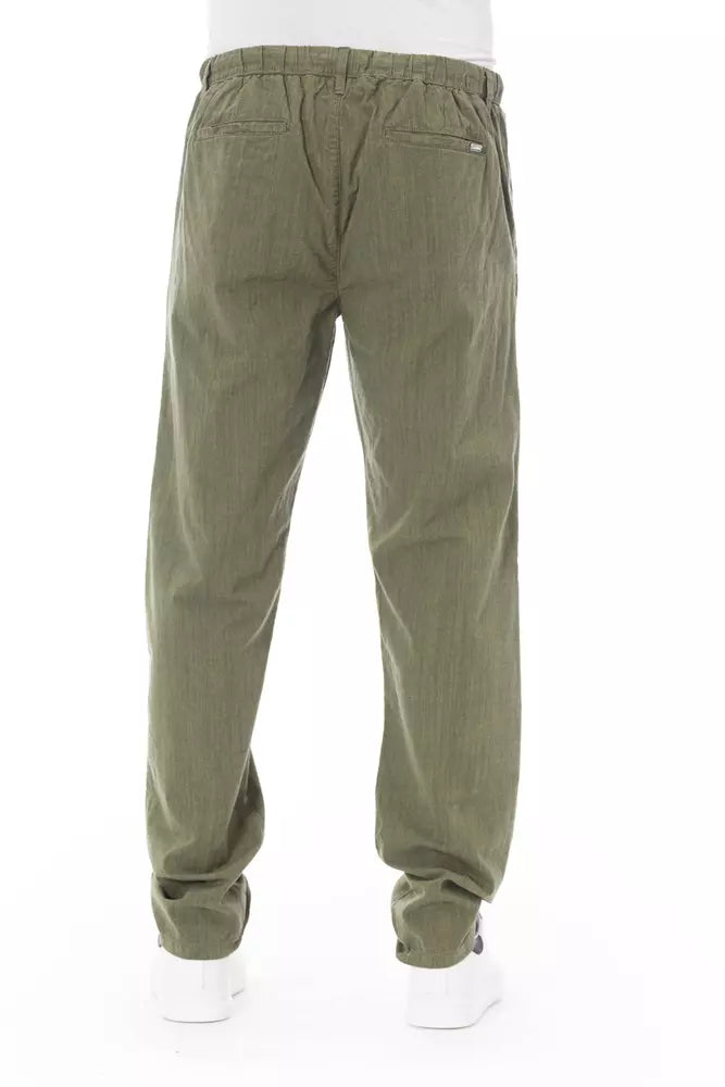 Κομψό βαμβακερό chino παντελόνι Baldinini Trend σε Army Green