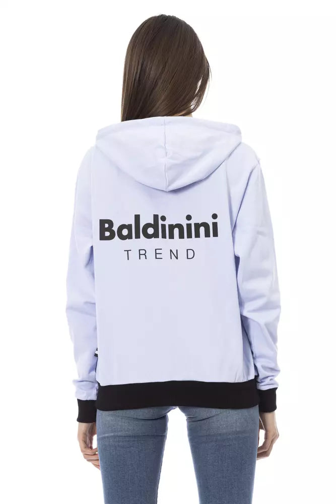 Κομψό πουλόβερ Baldinini Trend με μωβ βαμβακερή κουκούλα