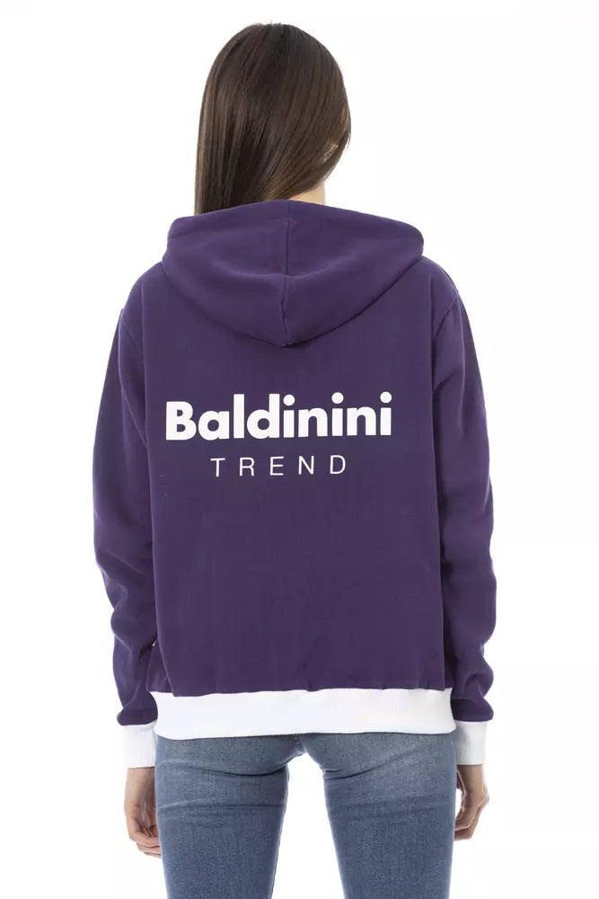 Baldinini Trend Chic Μωβ πουλόβερ με κουκούλα από βαμβάκι