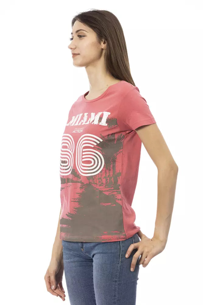 Trussardi Action Chic Pink Tee με κομψό μπροστινό τύπωμα