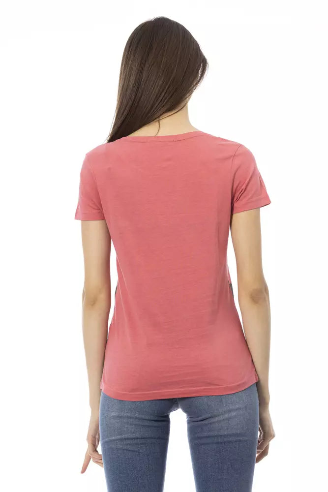 Trussardi Action Chic Pink Tee με κομψό μπροστινό τύπωμα