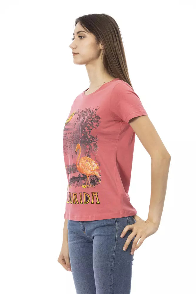 Trussardi Action Chic Pink Print Tee για μοντέρνες καλοκαιρινές εμφανίσεις