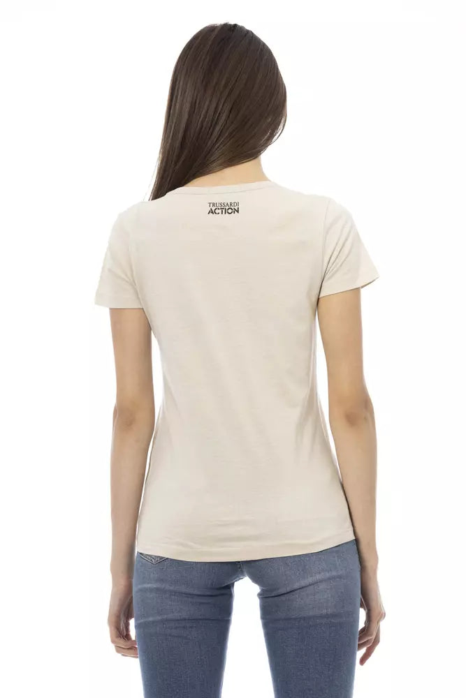 Casual Tee Trussardi Action Beige Cotton Blend