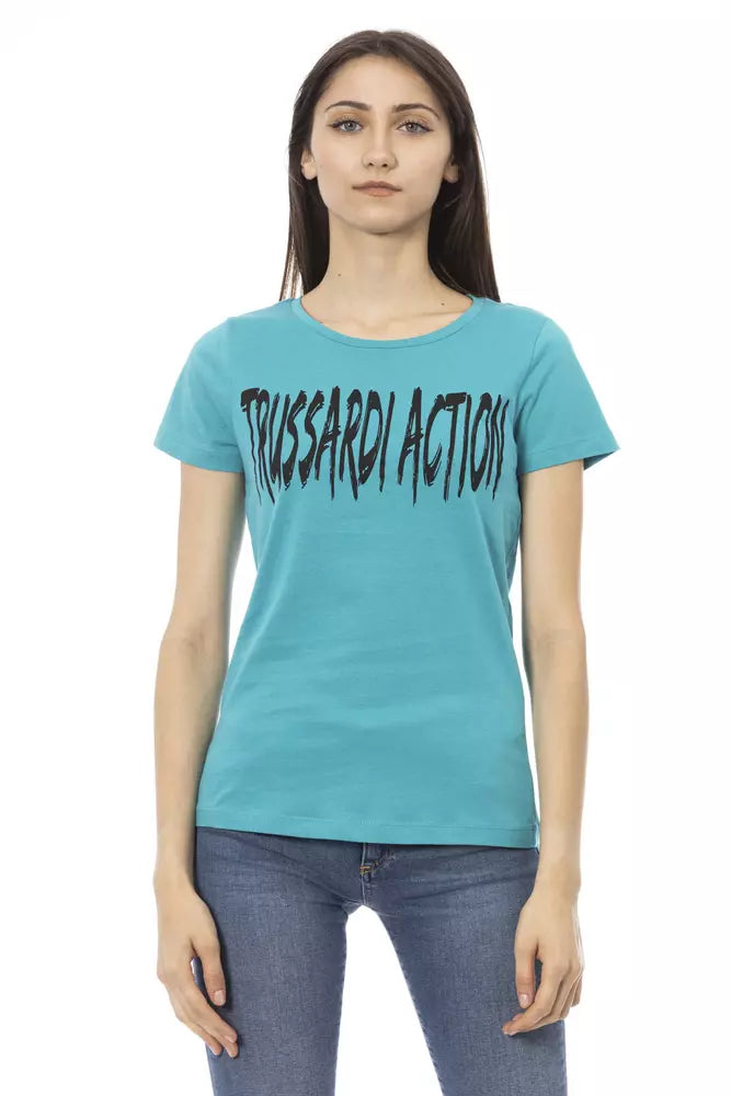 Κοντομάνικο μπλουζάκι Trussardi Action Chic Light Blue με στάμπα μπροστά